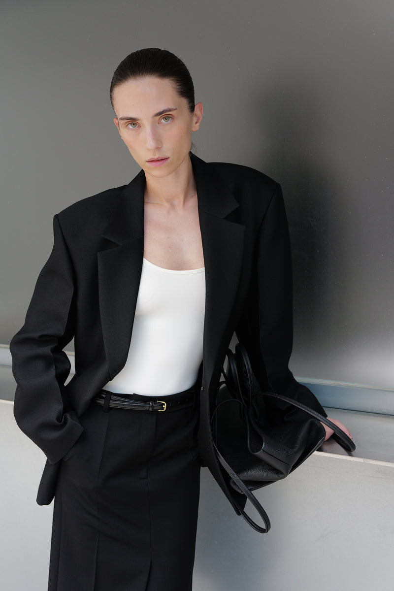 Wool Silk Blazer Black