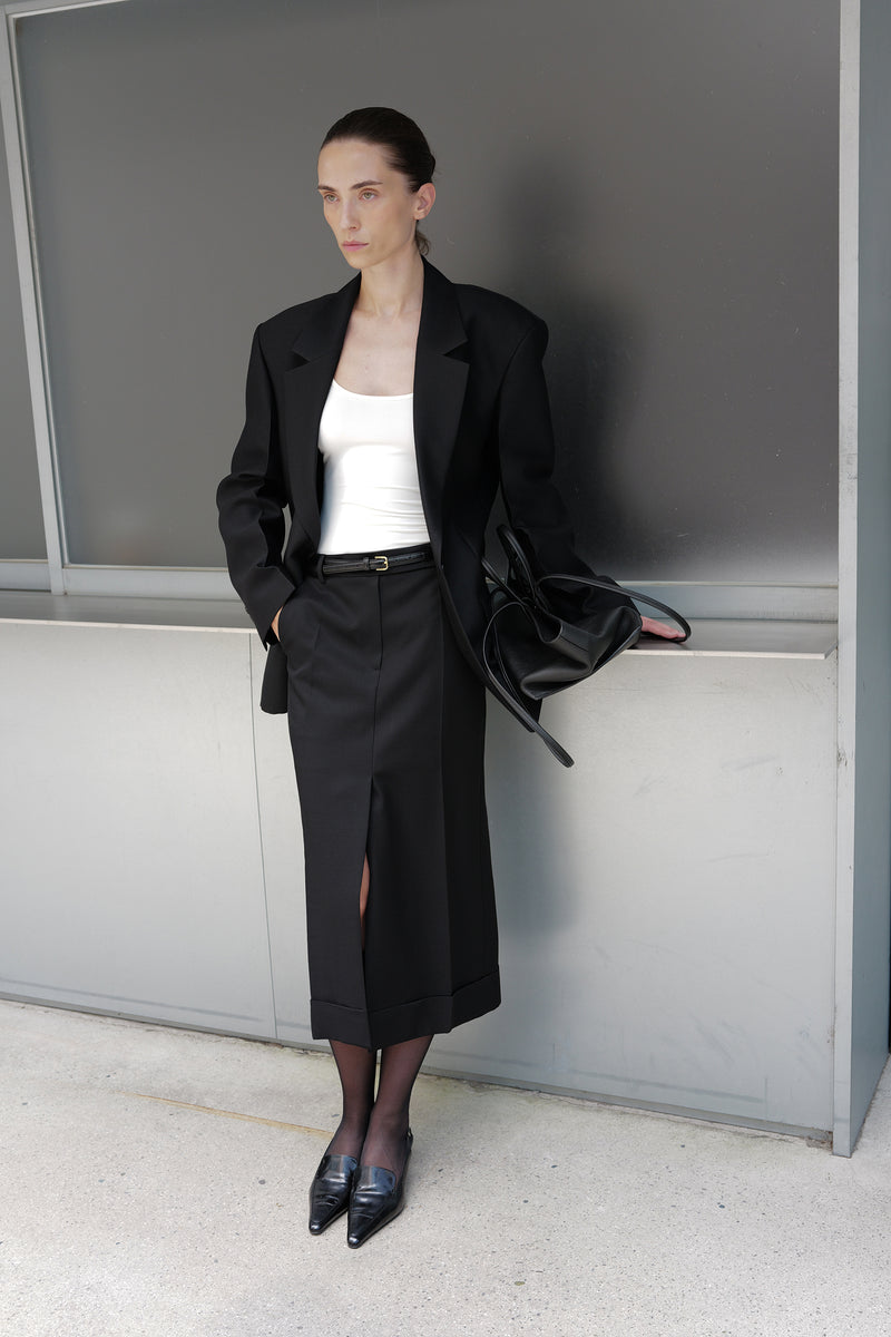Wool Silk Blazer Black