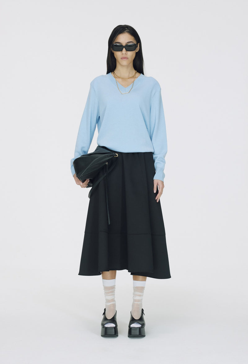 Spring Wool V-Neck Pullover Light Blue
