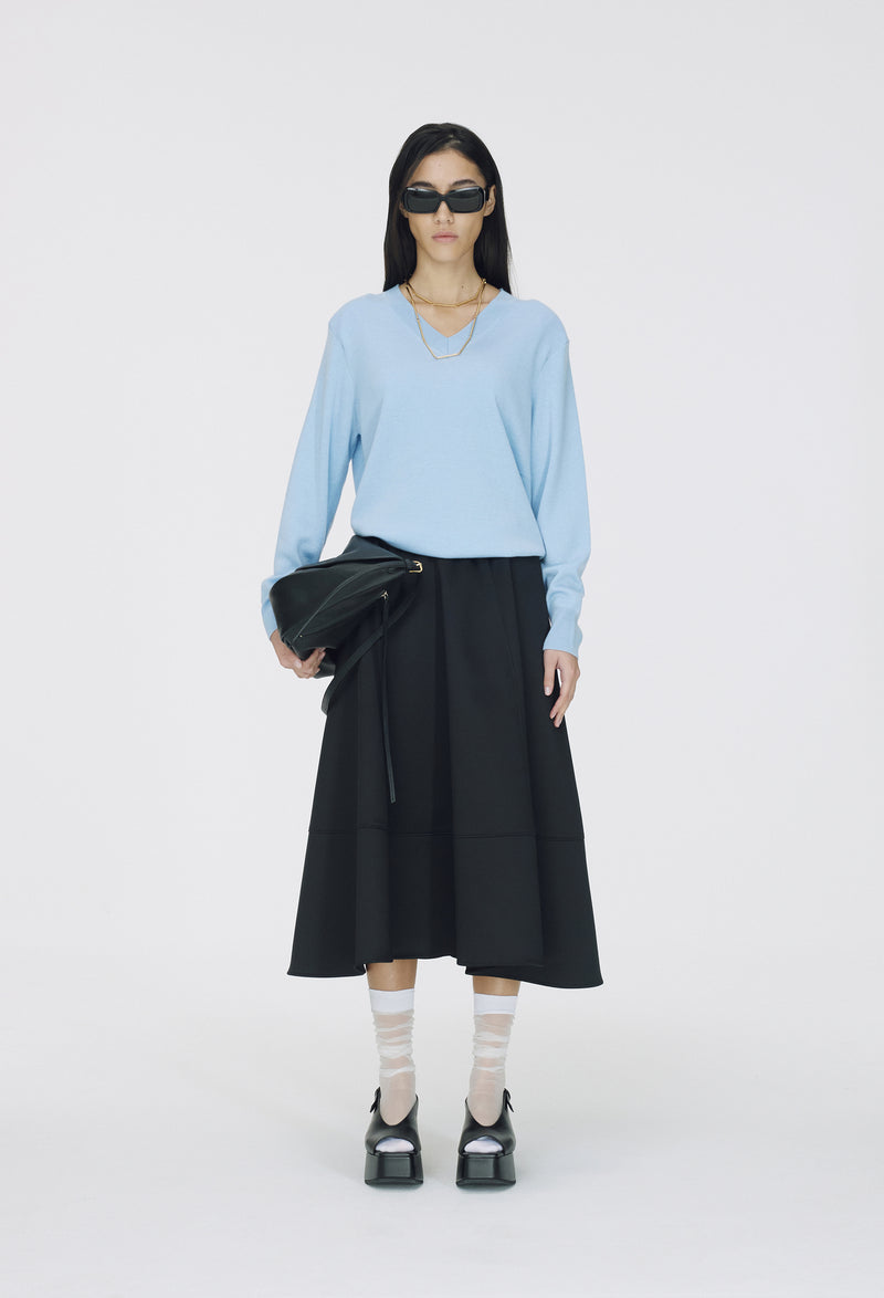 Spring Wool V-Neck Pullover Light Blue