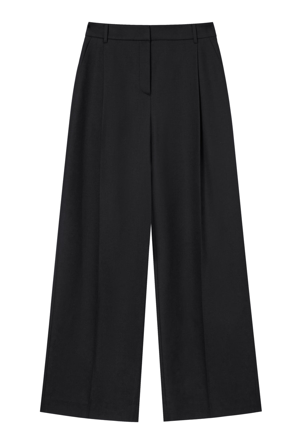 Wool 100 One-Tuck Trousers Black