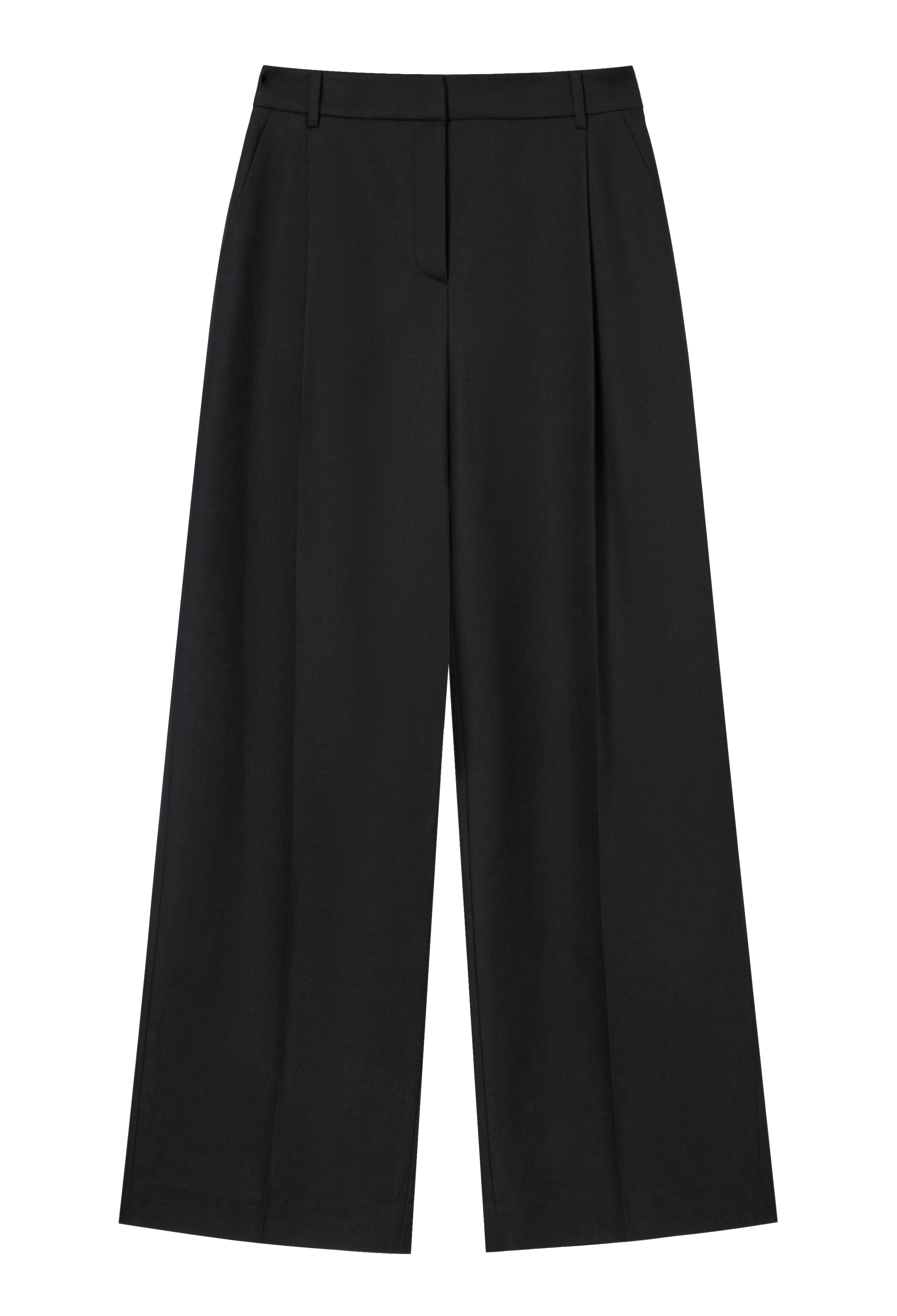 Wool 100 One-Tuck Trousers Black