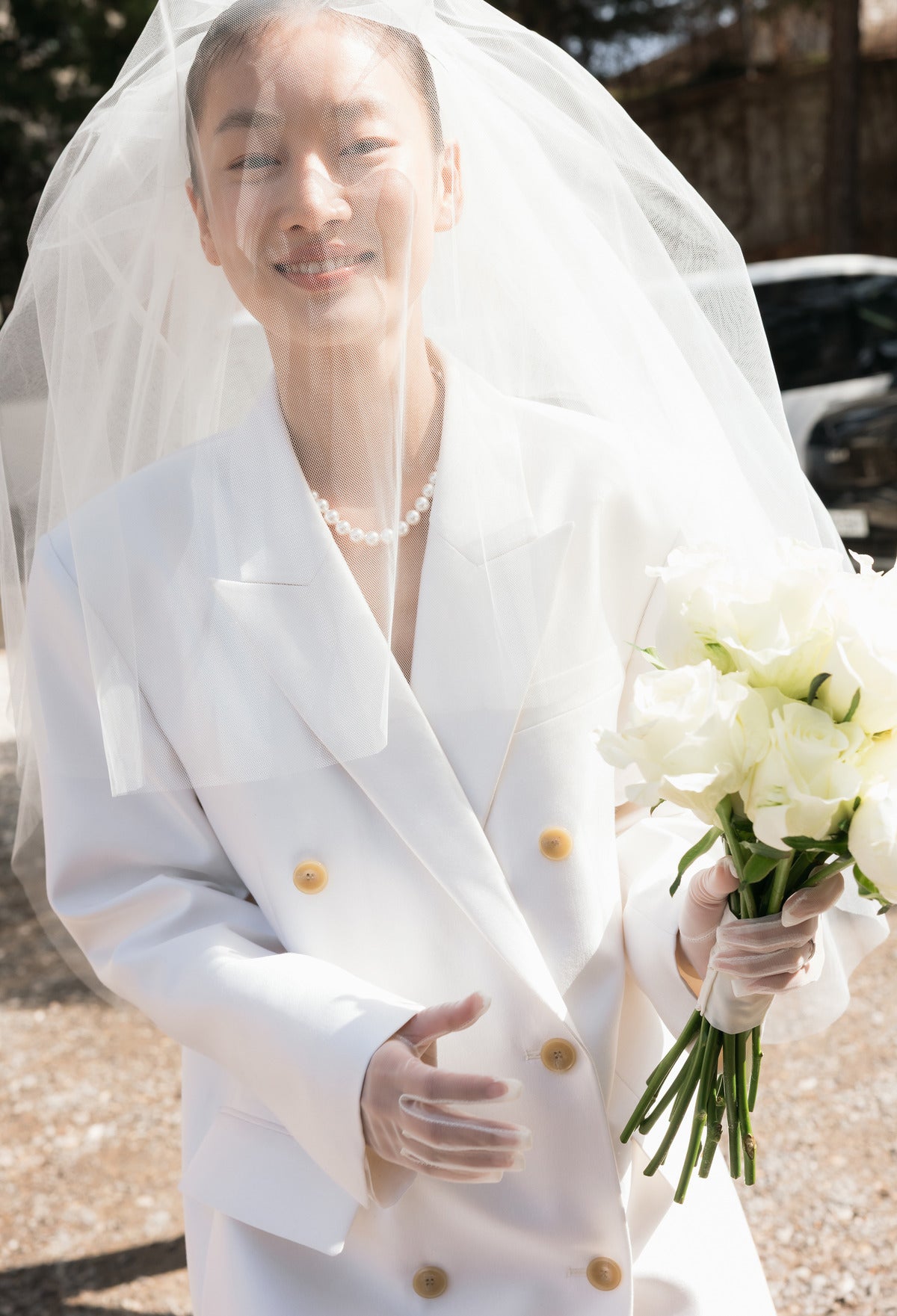 울실크 더블브레스티드 자켓 아이보리