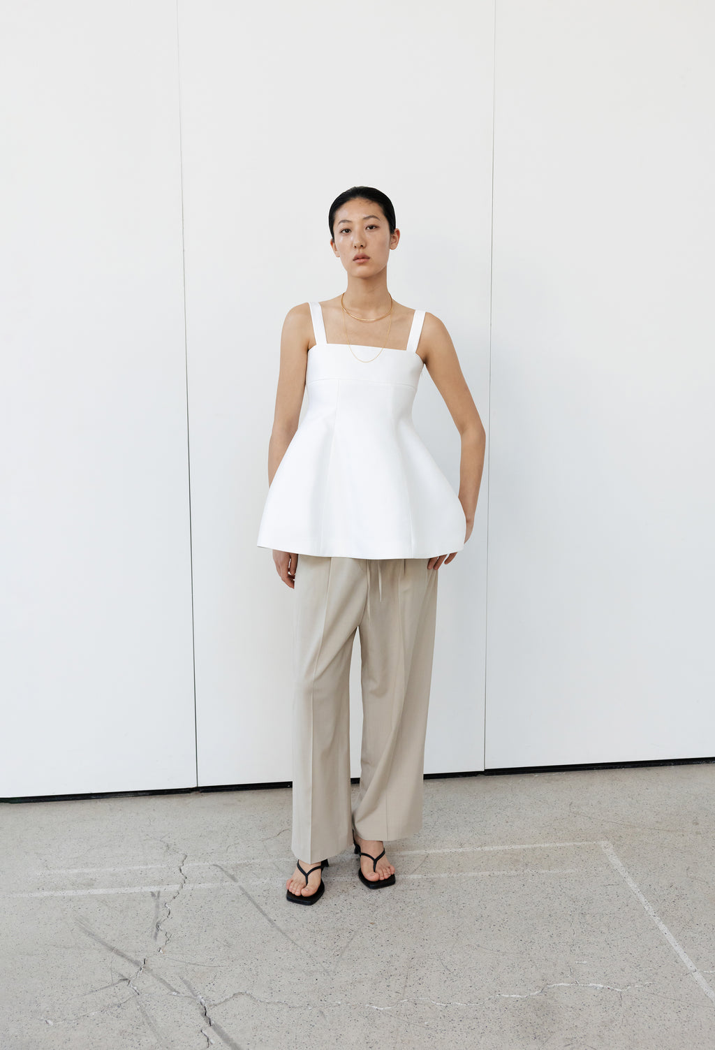 Summer Wool Banded Pants Light Beige