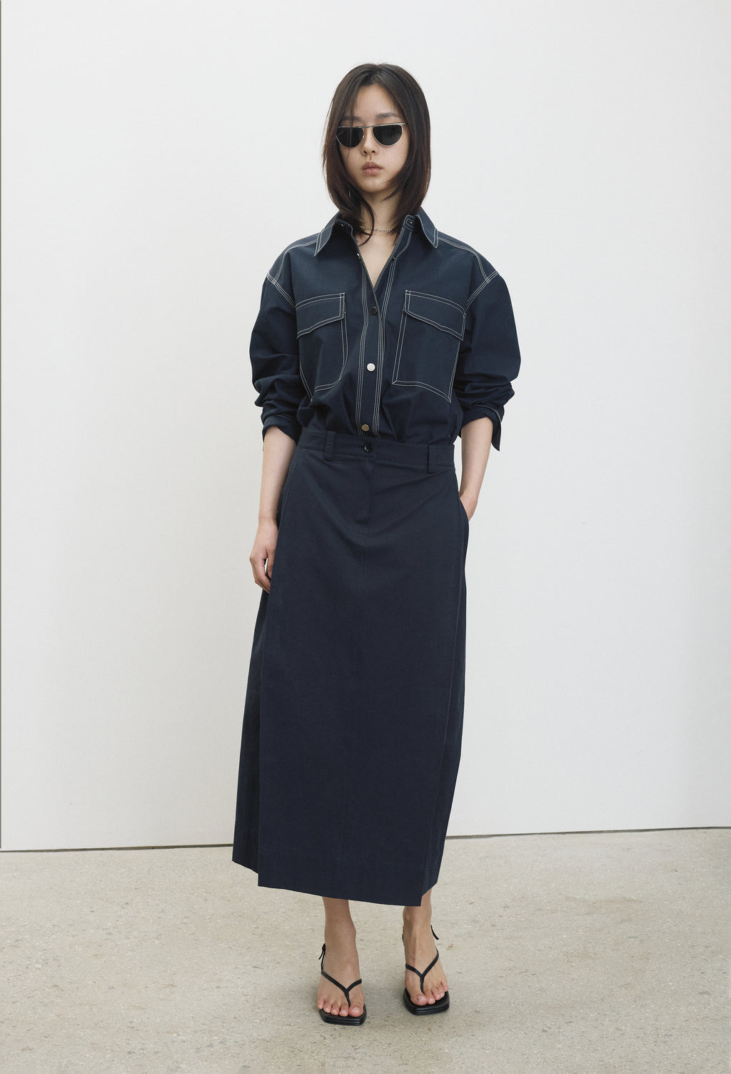 Stitch Pocket Shirt Navy