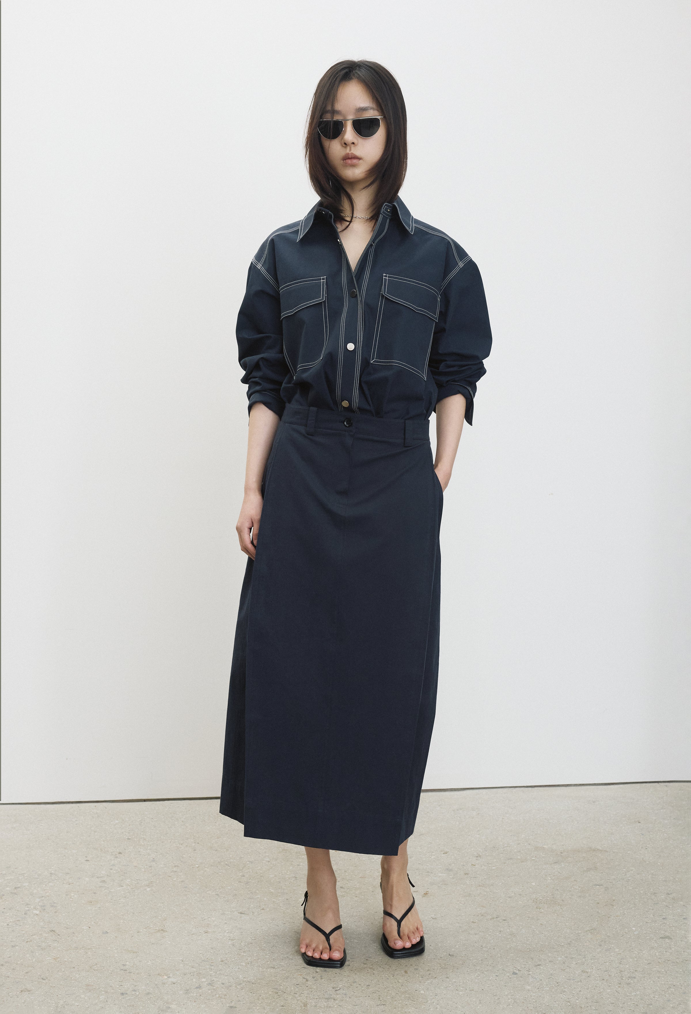 Stitch Pocket Shirt Navy