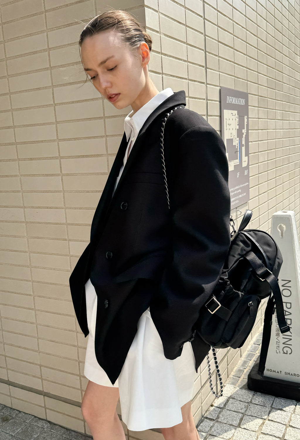 울실크 더블브레스티드 자켓 블랙