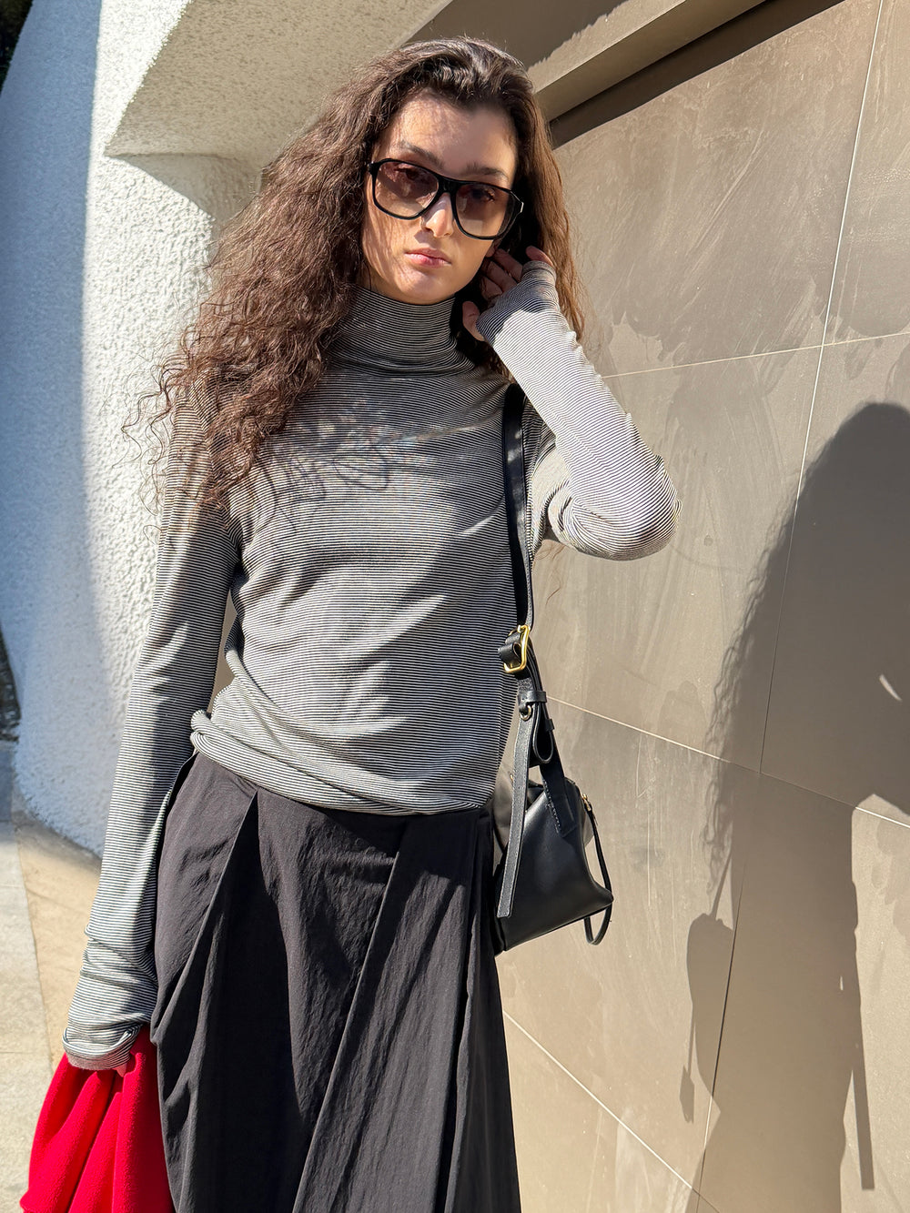 Striped turtleneck t-shirt