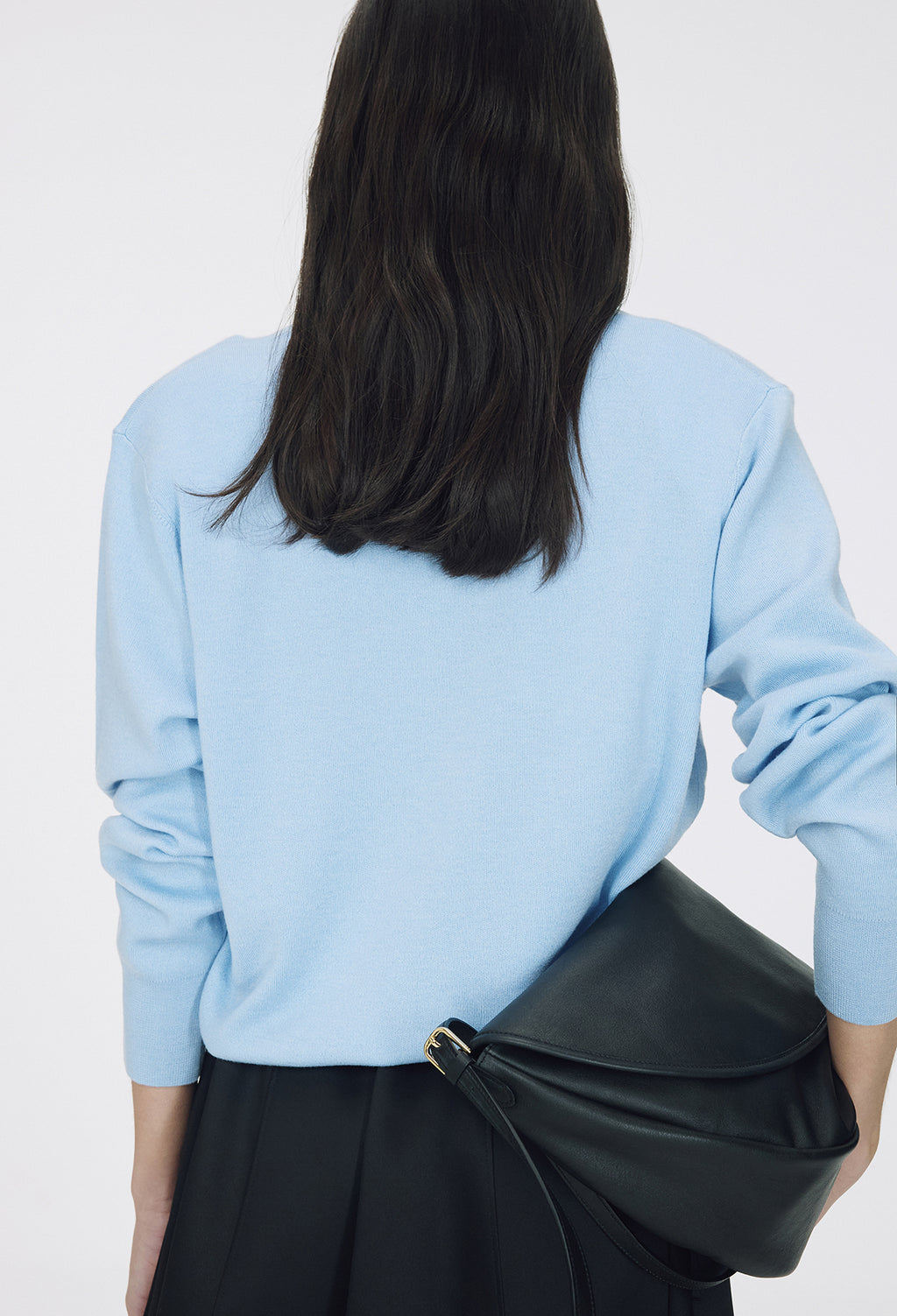 Spring Wool V-Neck Pullover Light Blue
