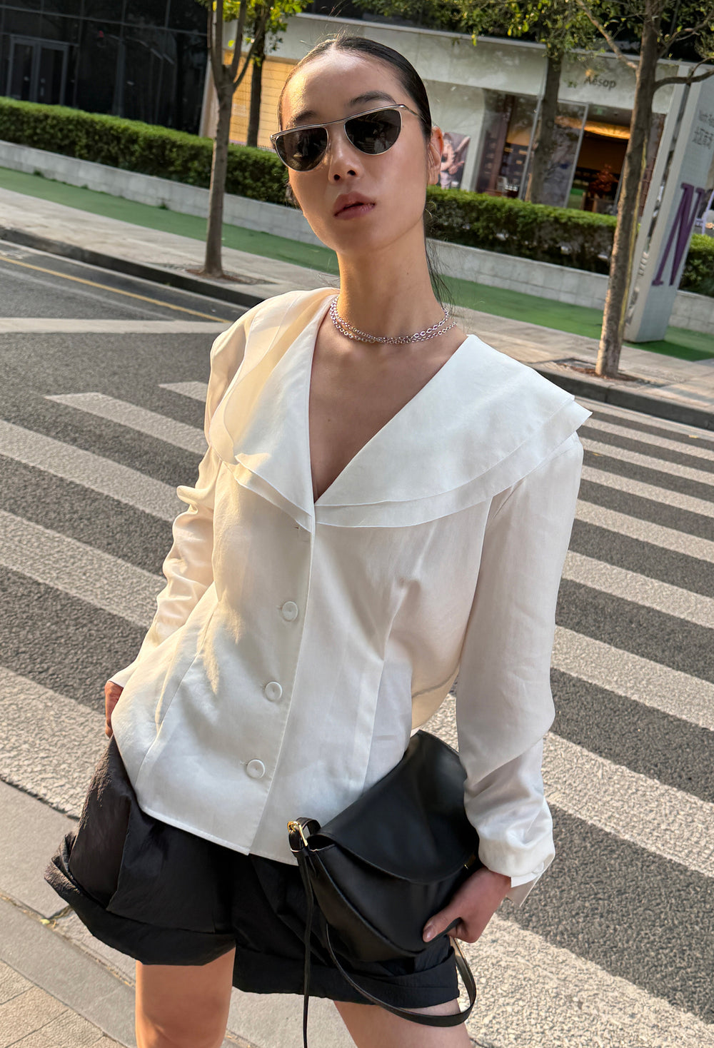 더블 체인 네크리스 실버