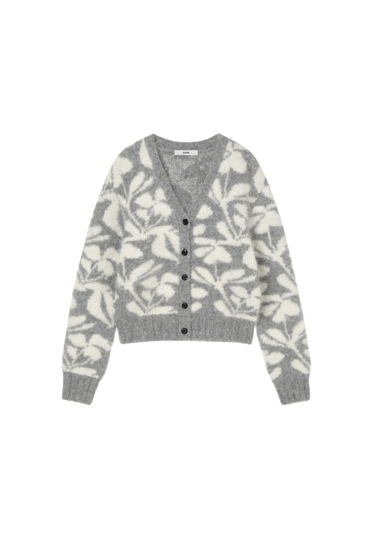 Alpaca Jacquard Cardigan Gray