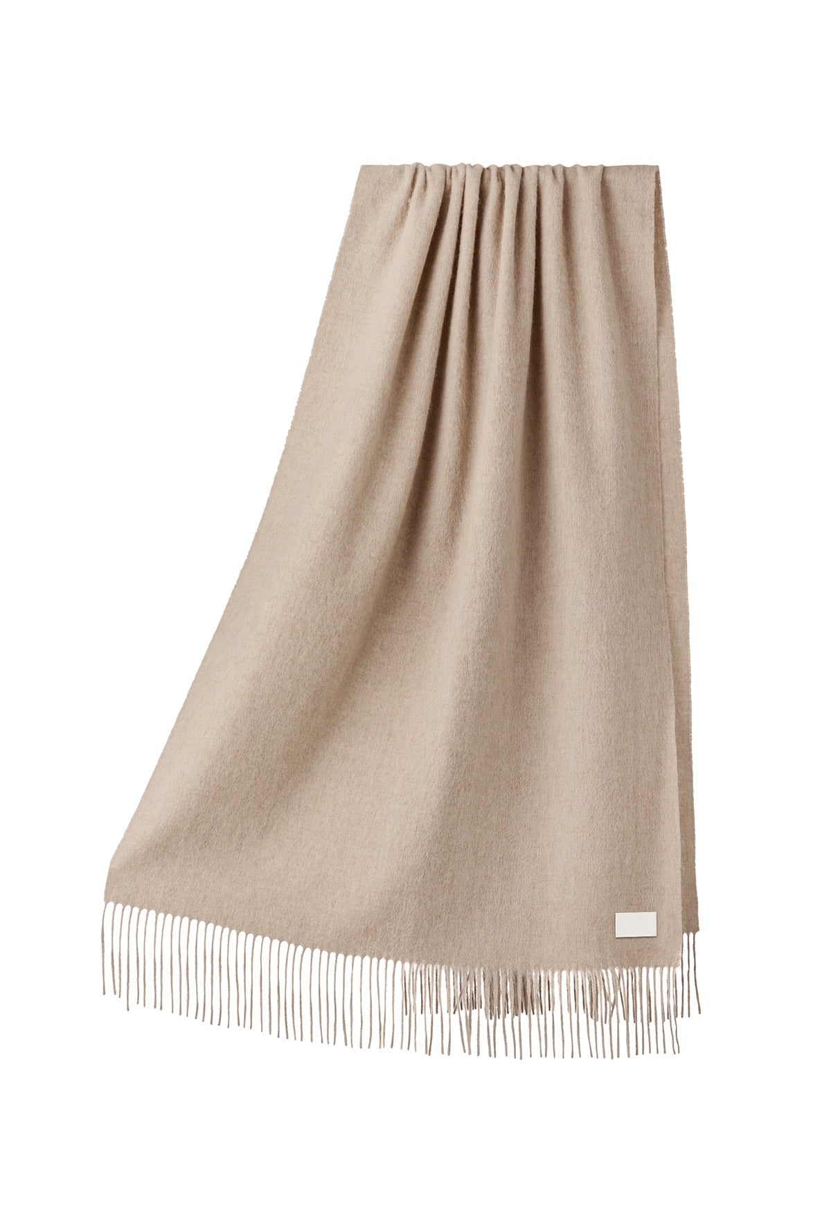Lambswool Fringe Muffler Beige