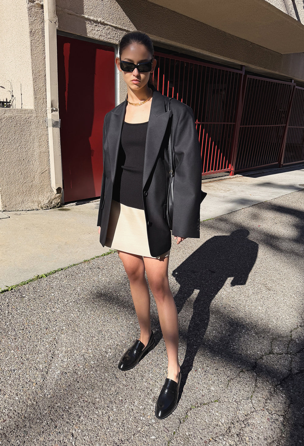 Wool Wrap Mini Skirt Beige