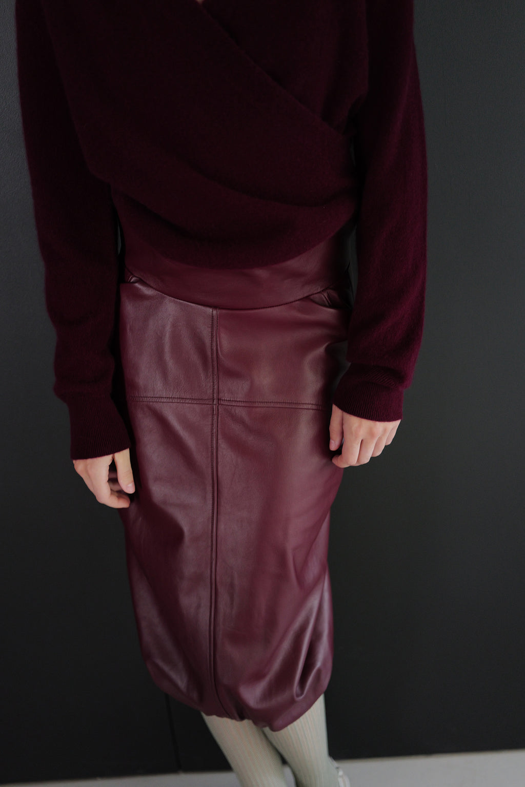 Cashmere 100 Wrap Knit Burgundy