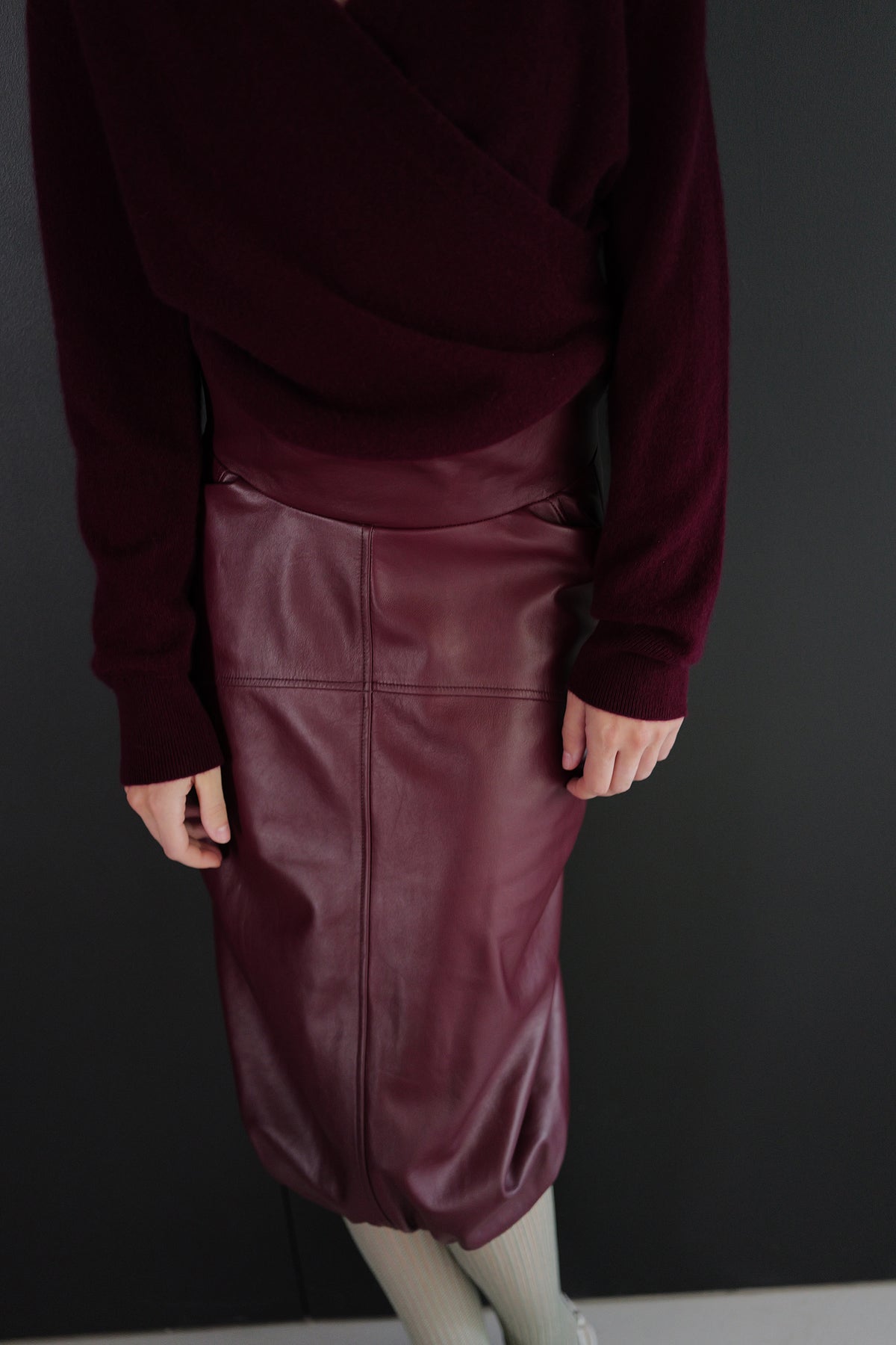 Cashmere 100 Wrap Knit Burgundy