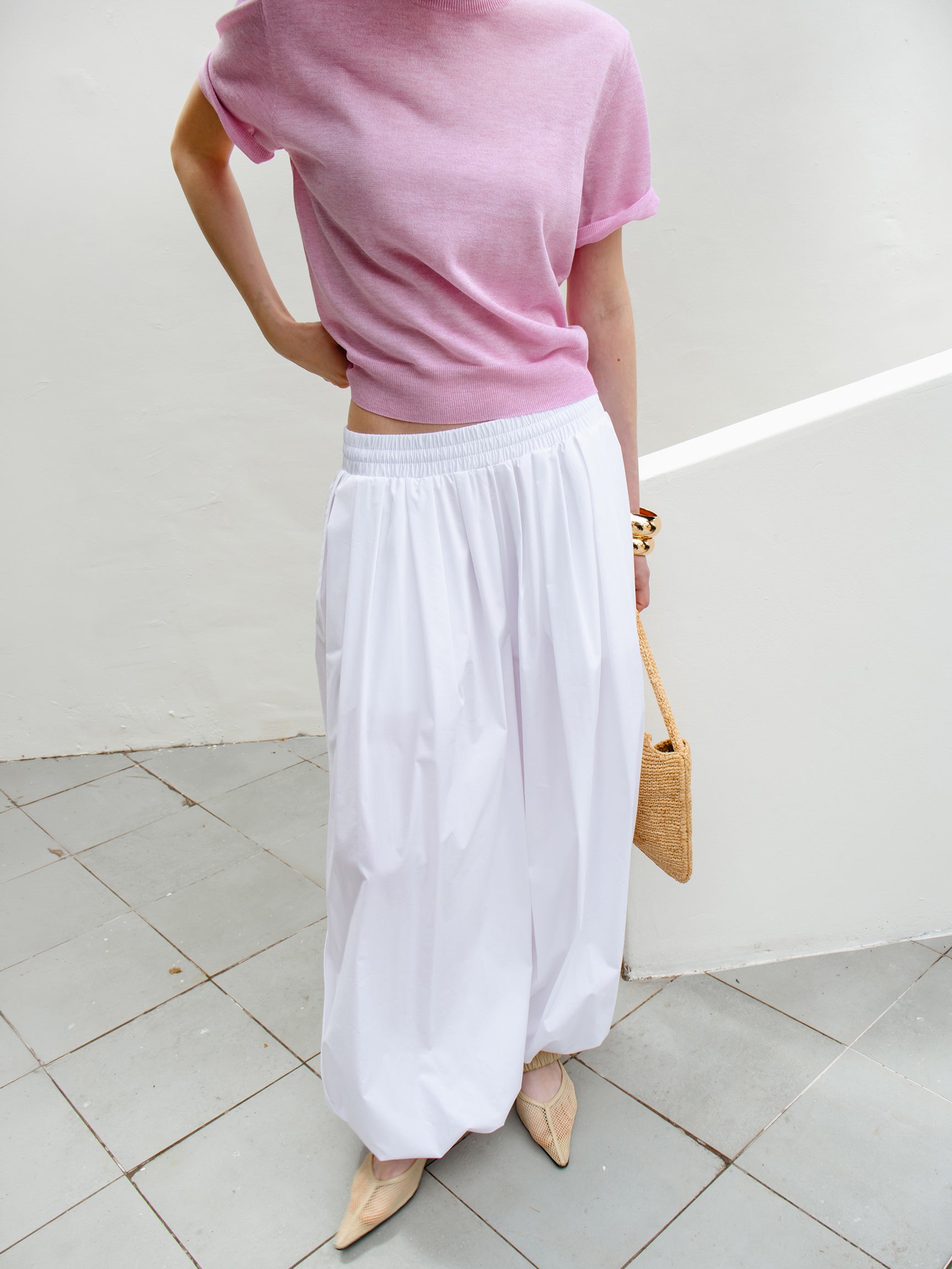 Parachute Banding Pants White