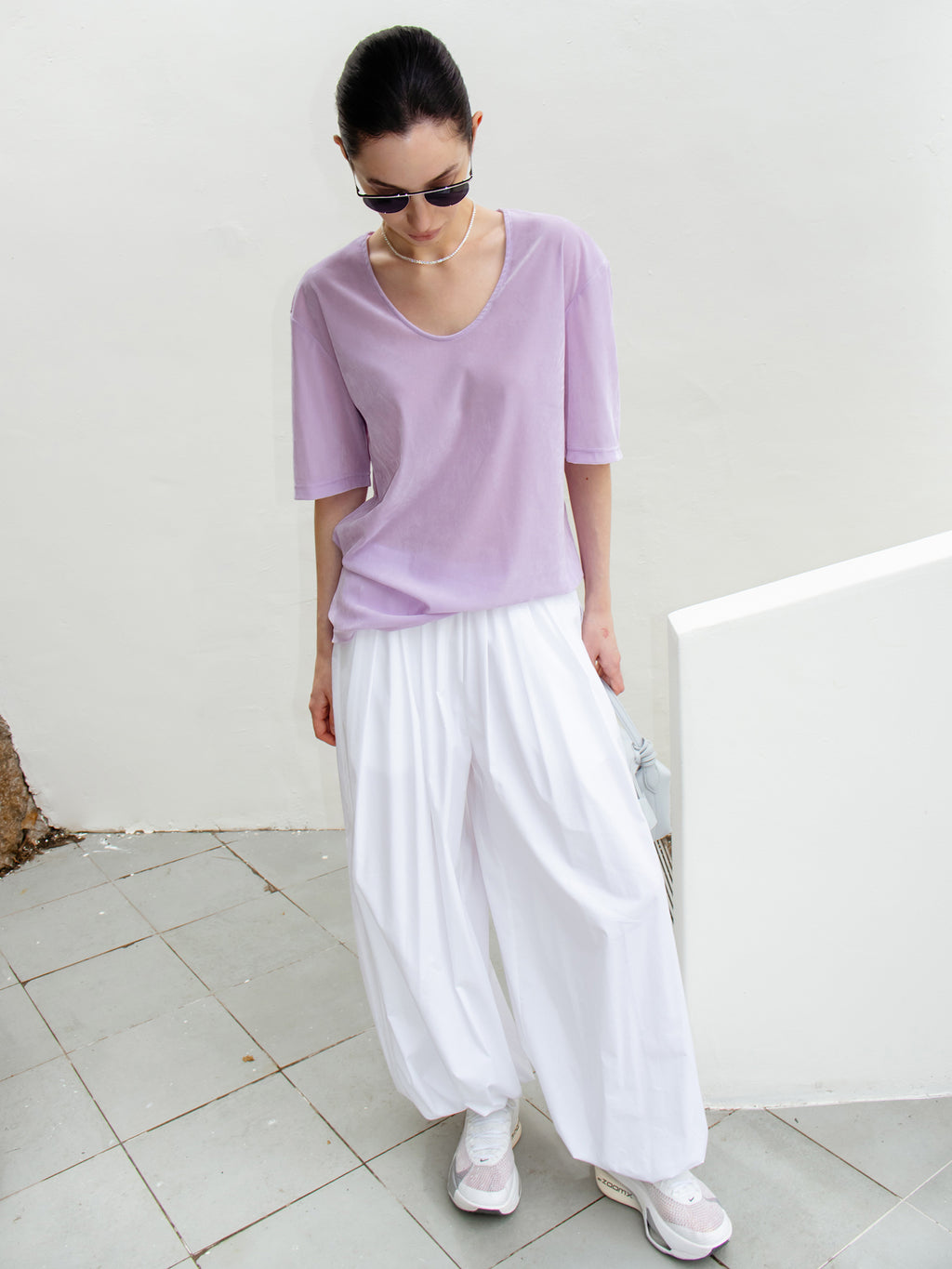 Parachute Banding Pants White