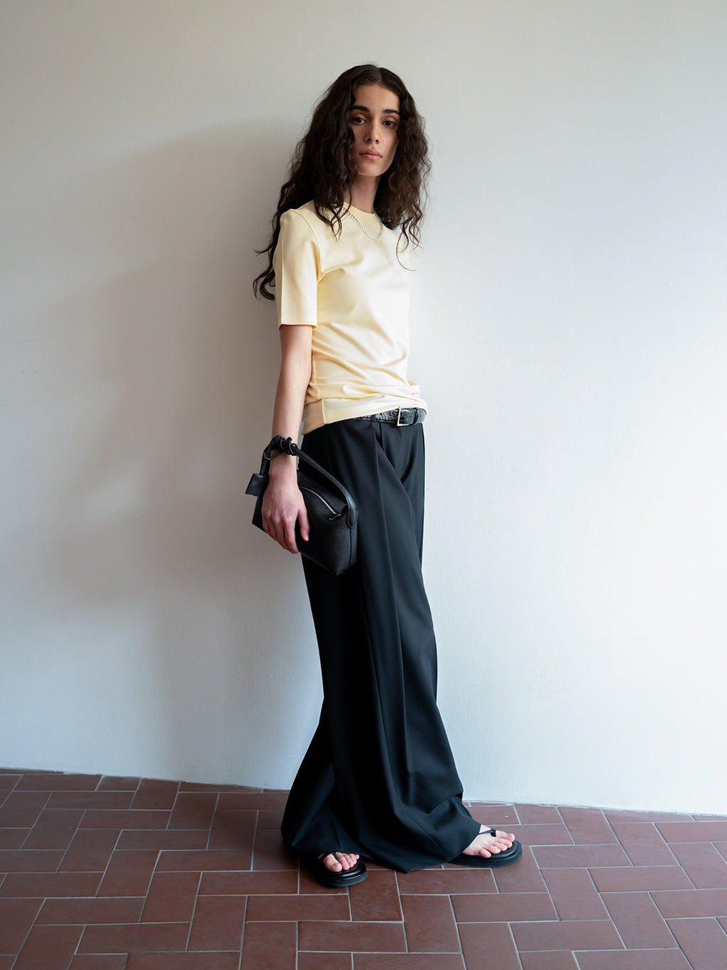 Clear Wool Trousers Black