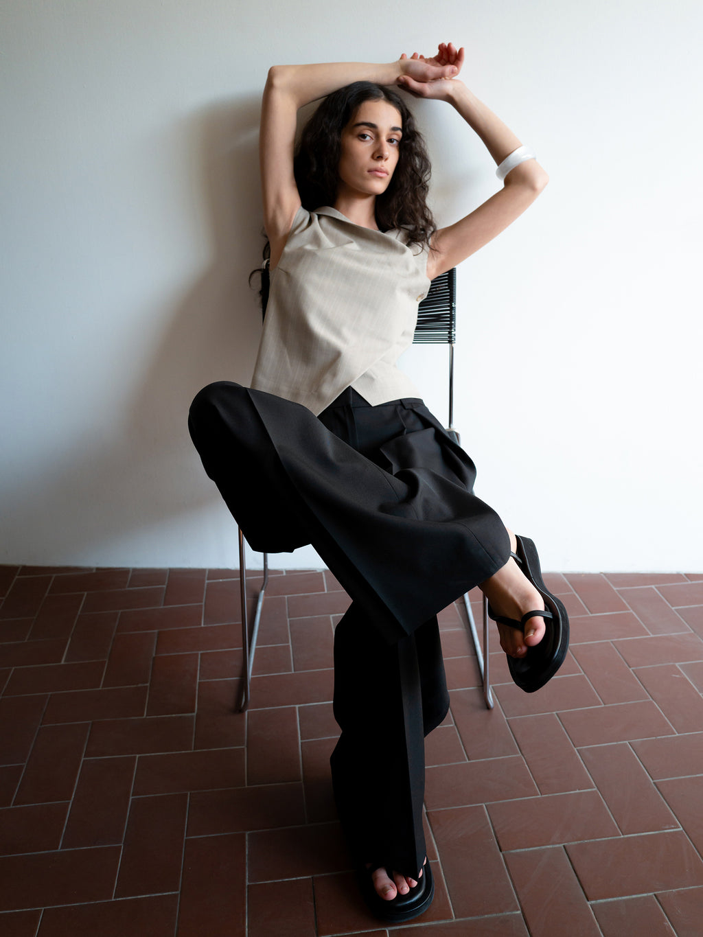 Clear Wool Trousers Black