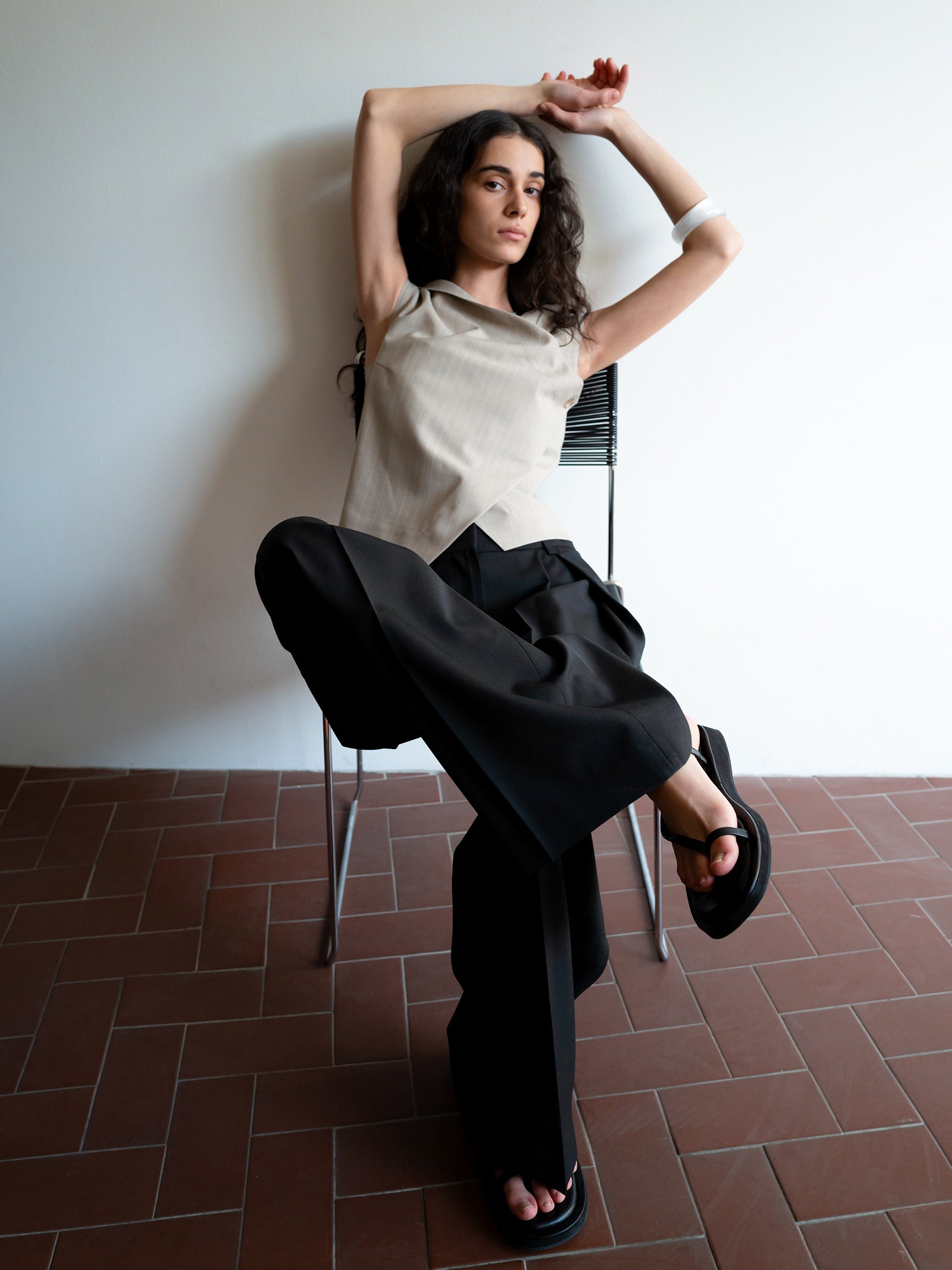 Clear Wool Trousers Black