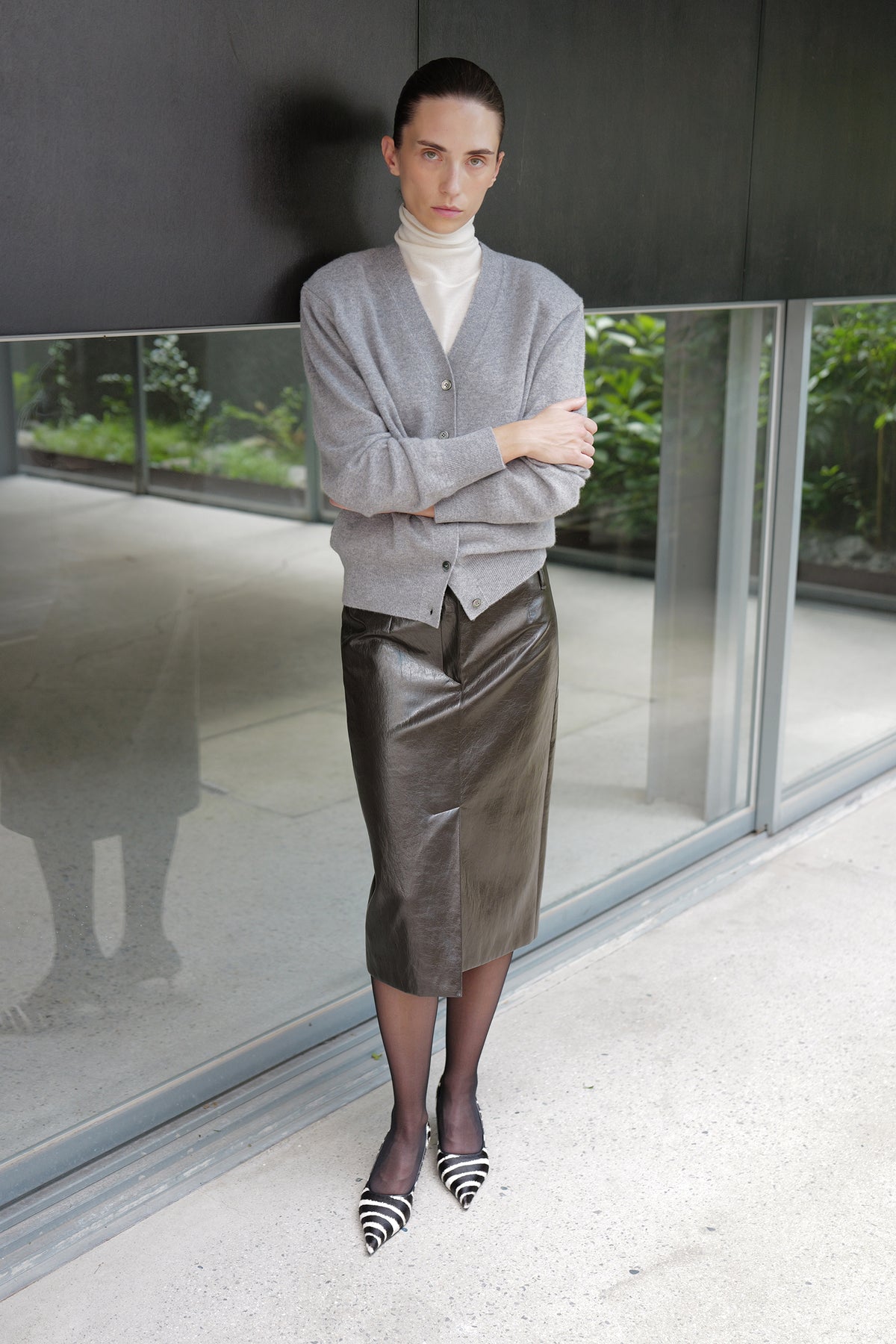 Cashmere 100 Padded Cardigan Grey