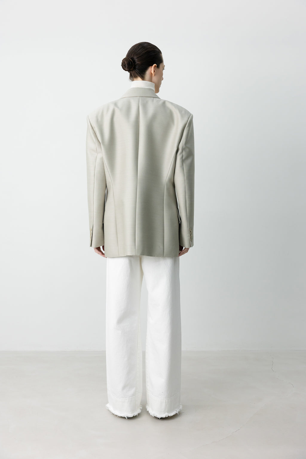Wool Silk Blazer Light Gray