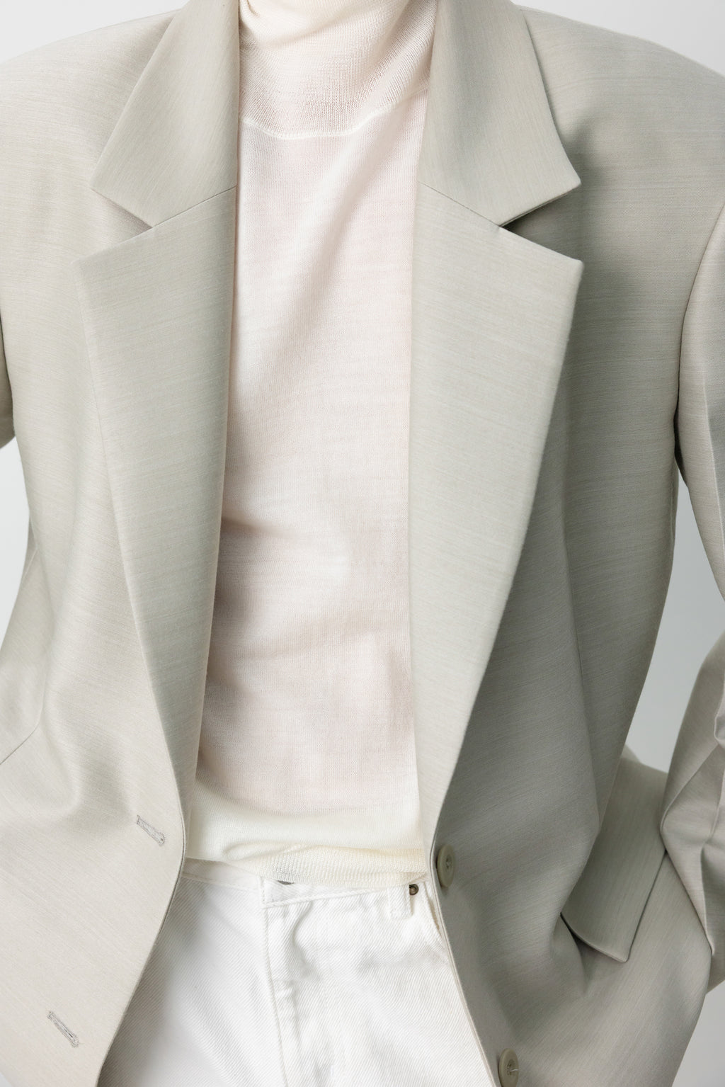 Wool Silk Blazer Light Gray