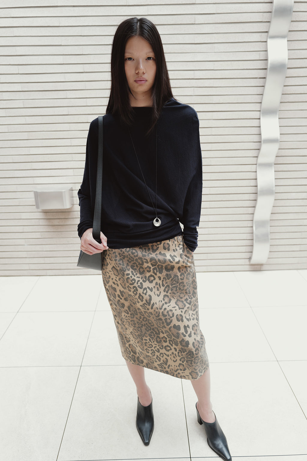 Leopard Midi Skirt Beige