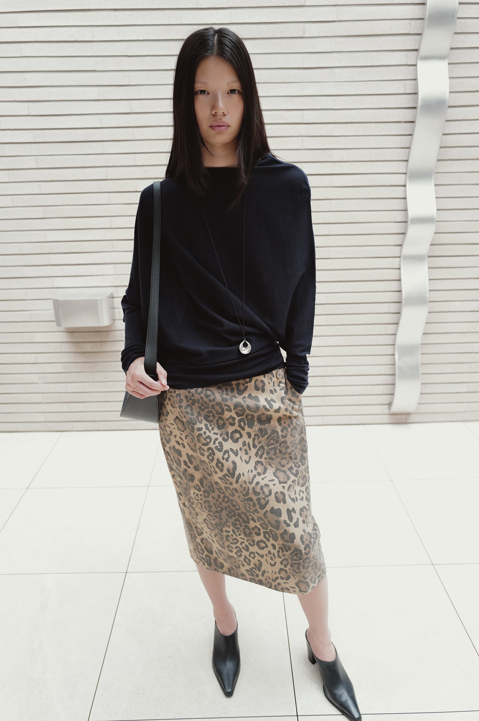 Leopard Midi Skirt Beige