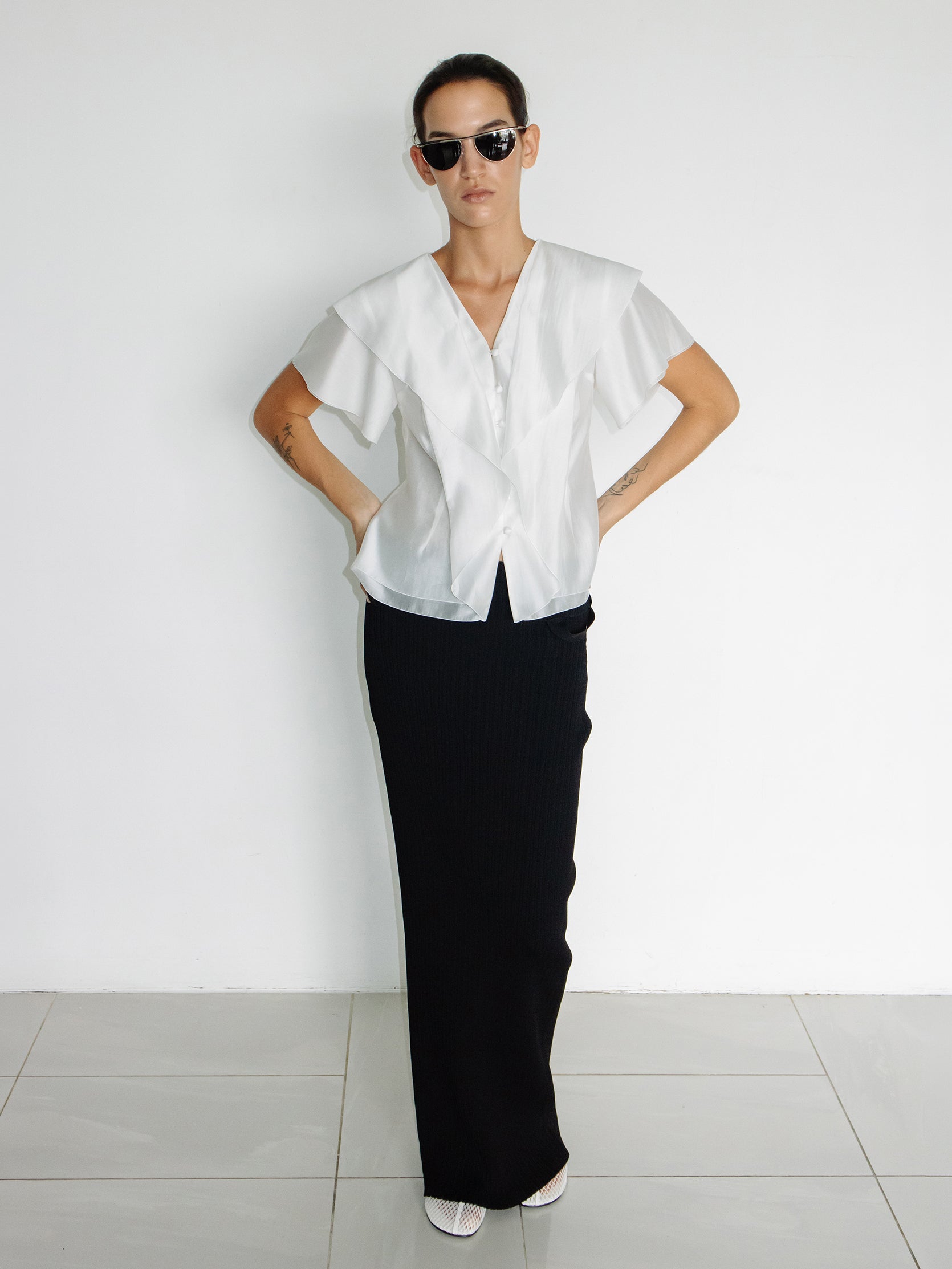 Ruffle Peplum Blouse Ivory