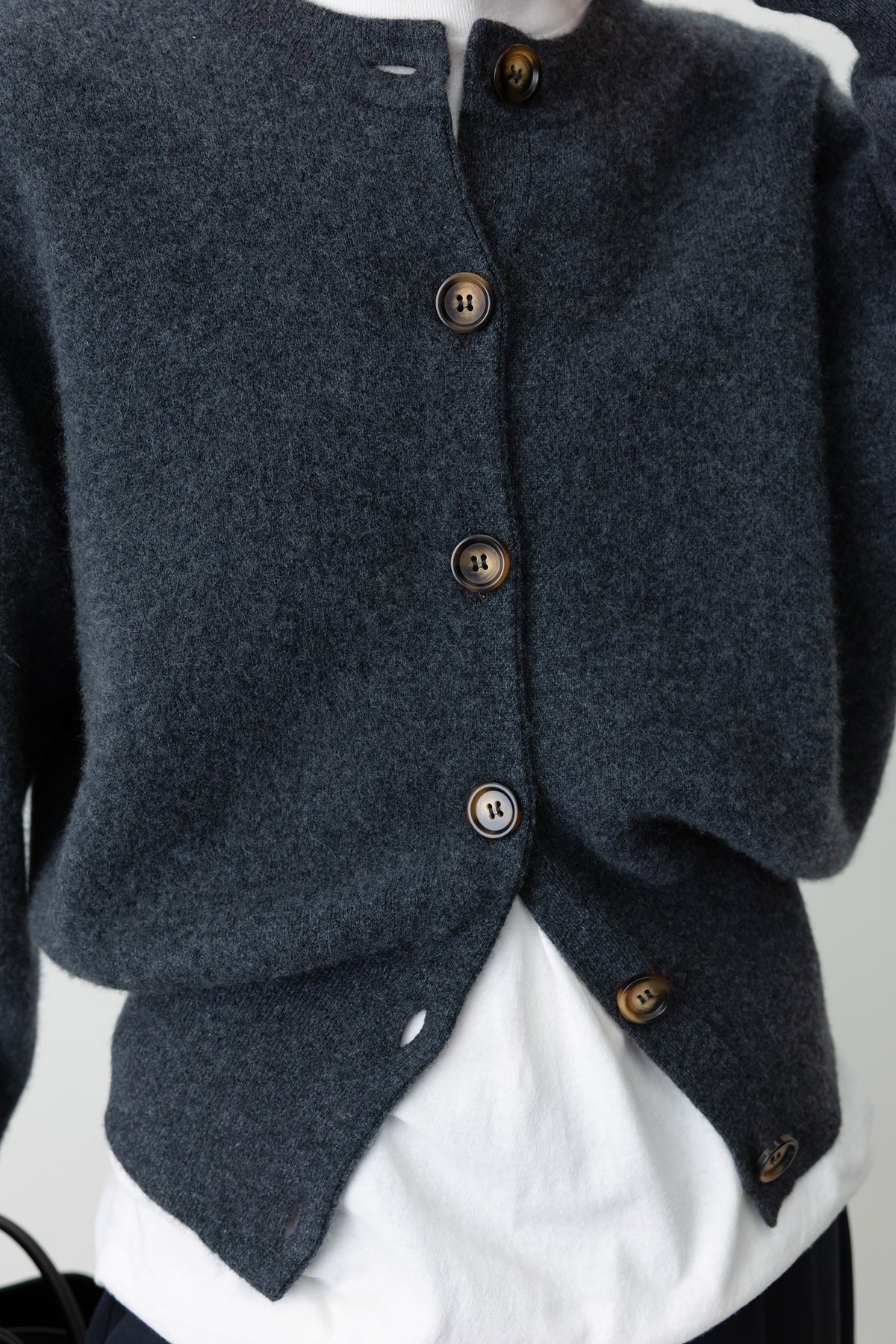 Cashmere 100 Double-faced Cardigan Charcoal