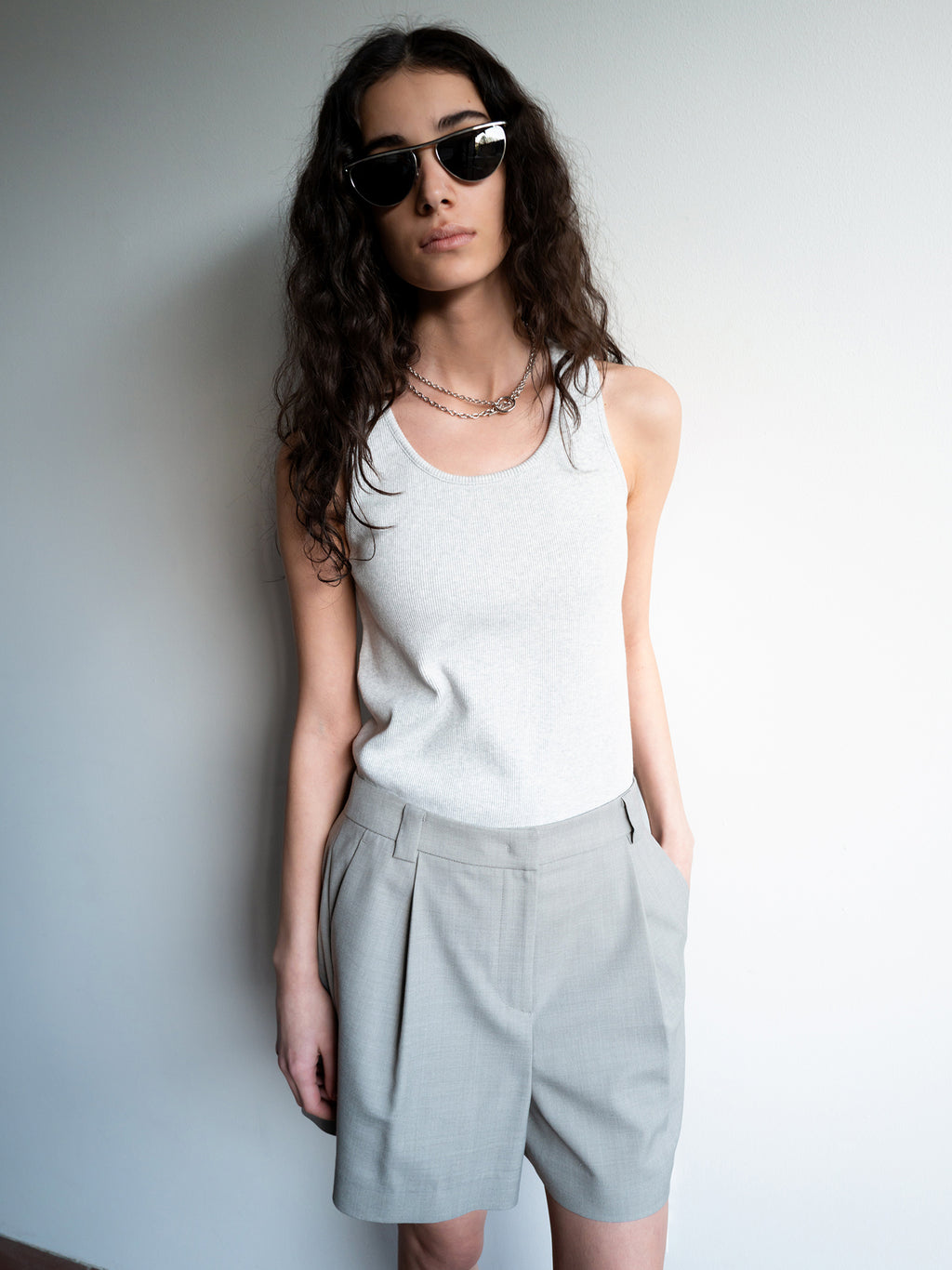 Clear Wool Shorts Gray
