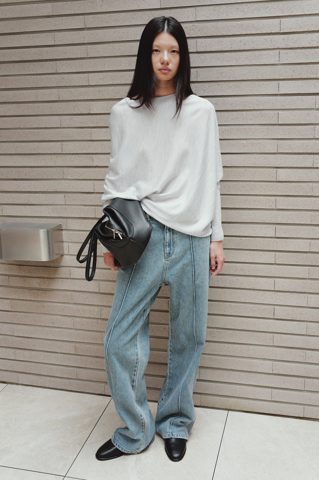 Washable 100% Wool Pullover Light Gray