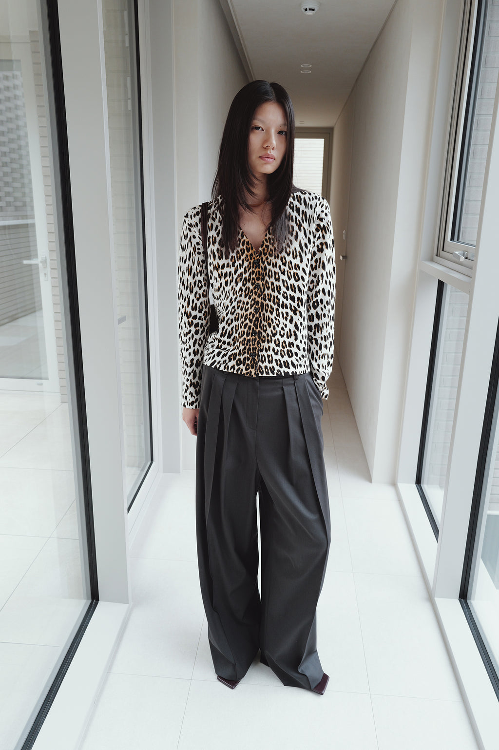 Leopard knit cardigan