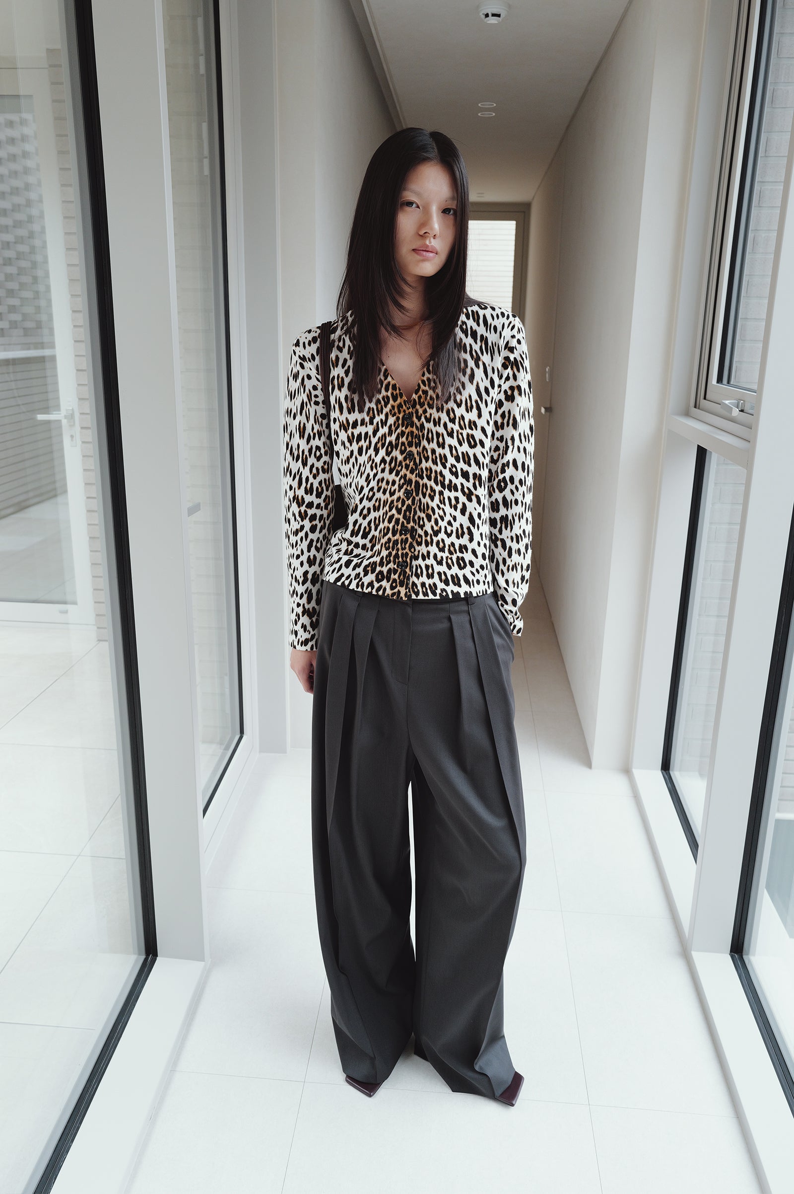 Leopard knit cardigan