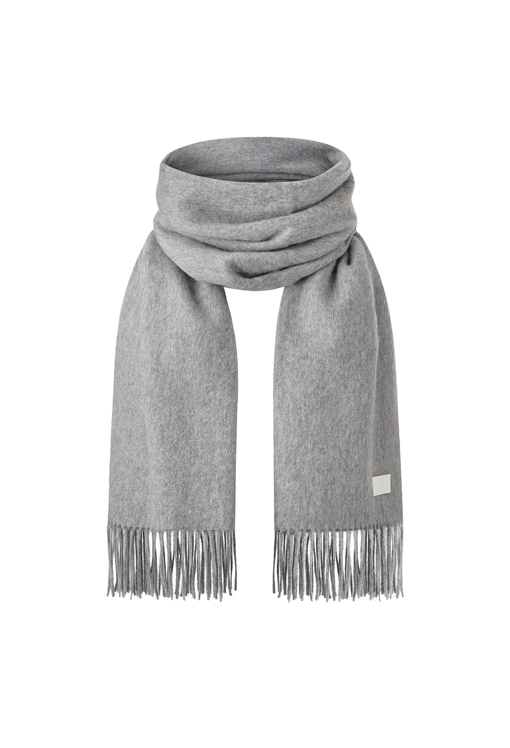 Lambswool Fringe Muffler Gray