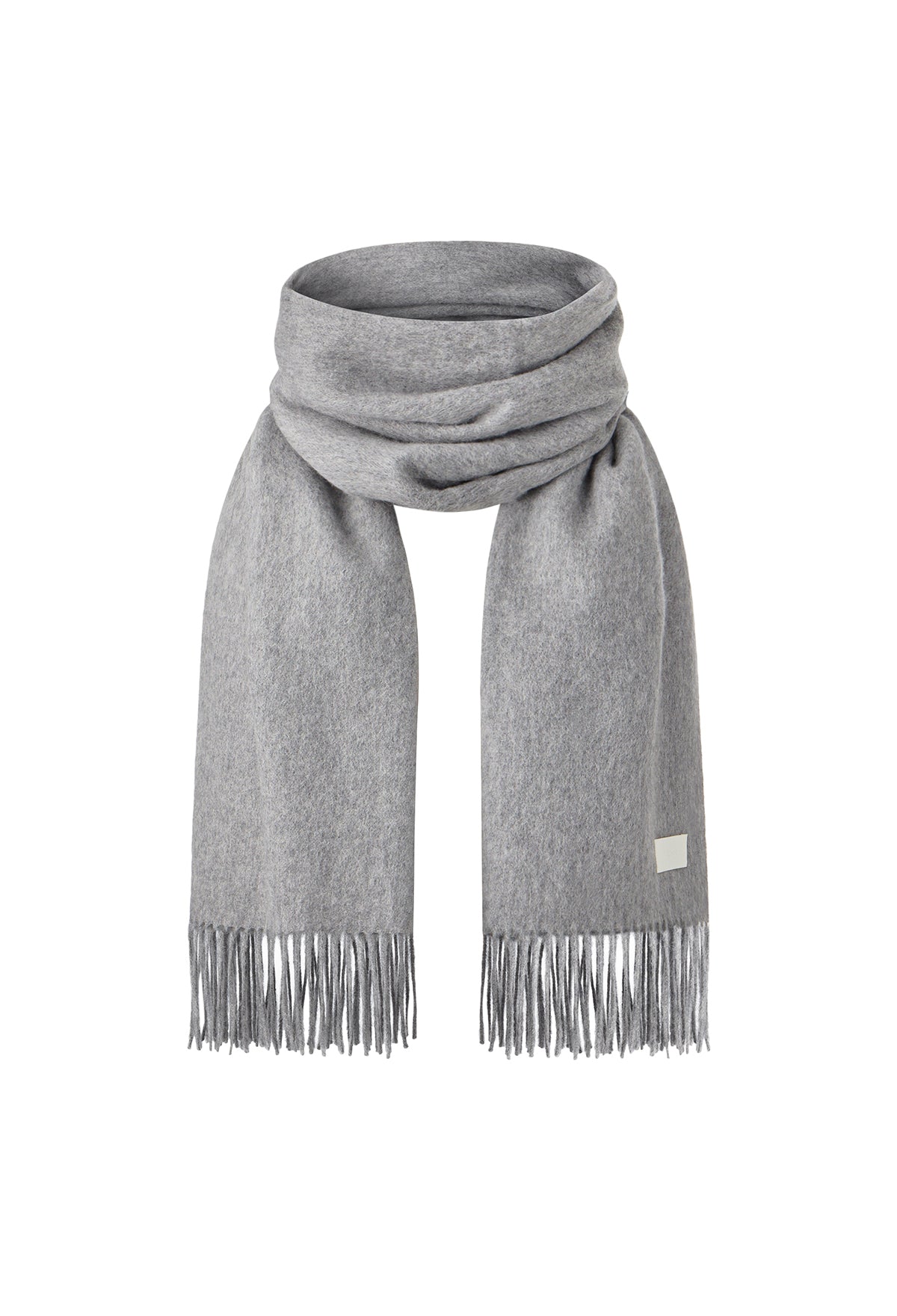 Lambswool Fringe Muffler Gray