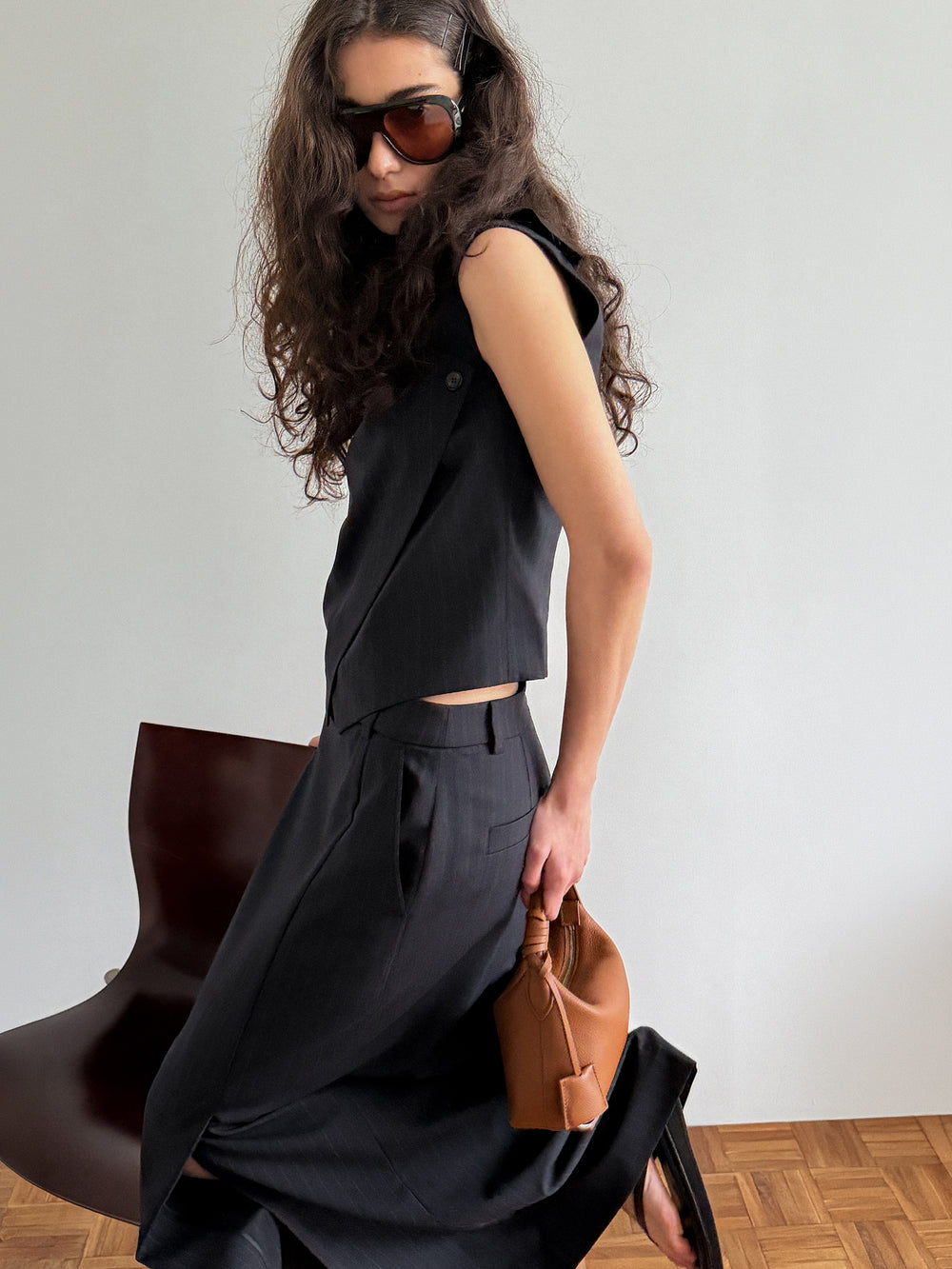 Tilted Cowl Vest Navy