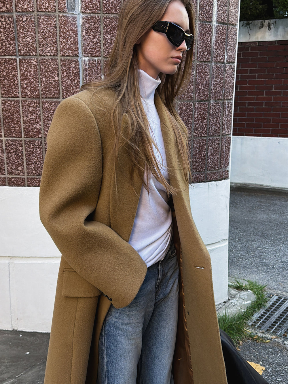 Double Tailored Long Coat Camel
