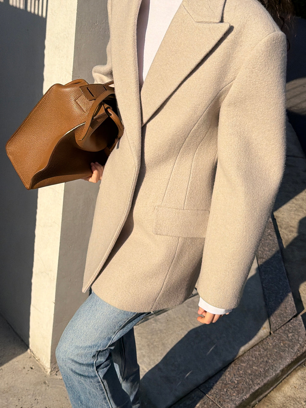 Hourglass Silhouette Coat Ecru
