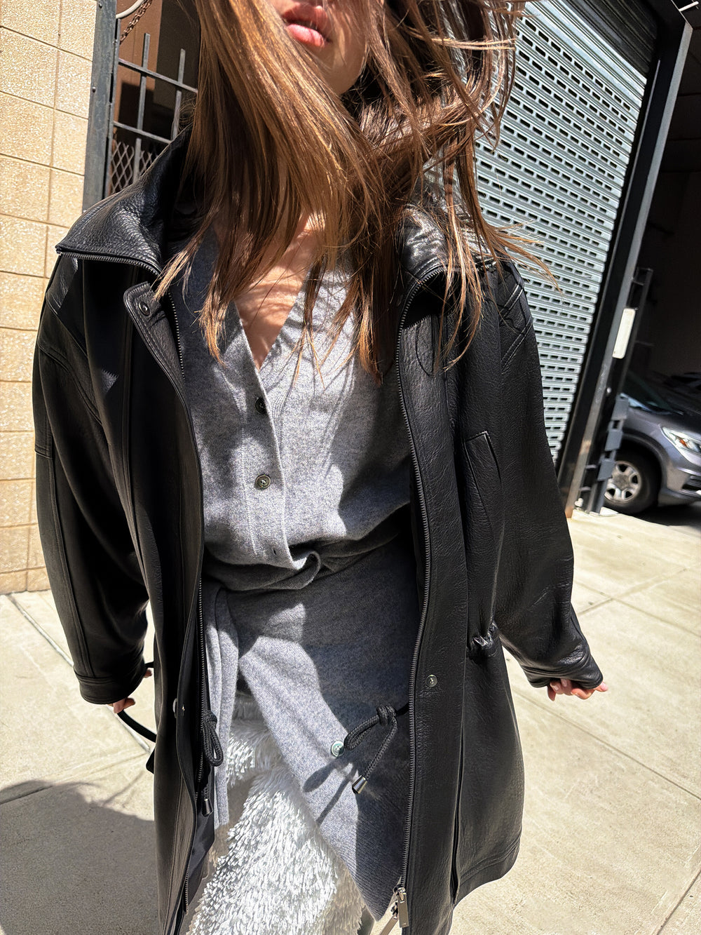 Cashmere 100 Padded Cardigan Grey