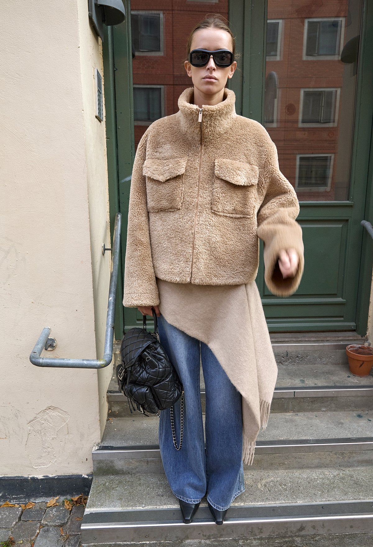Lambswool Fringe Muffler Beige