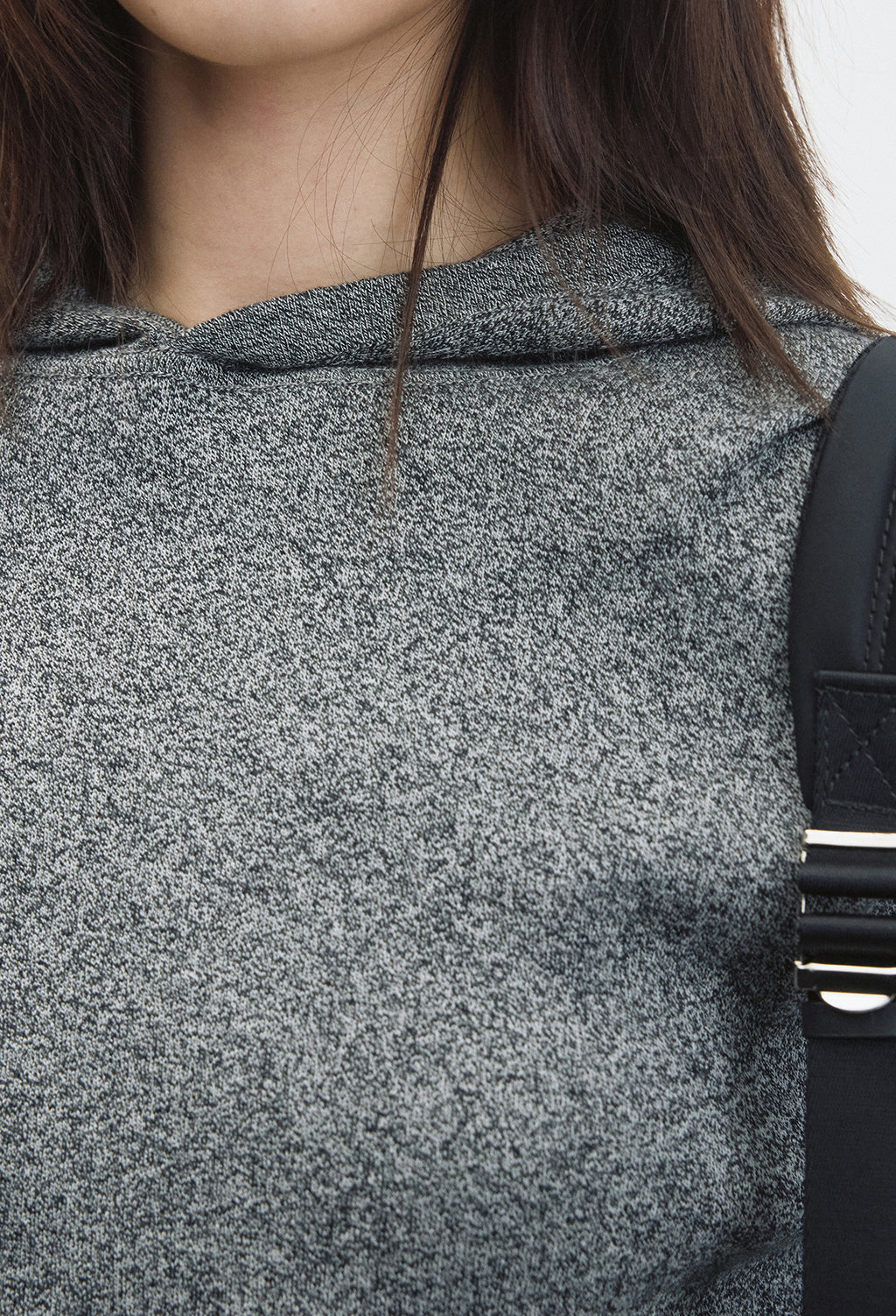 Washable Wool Cotton Hooded Knit Melan Black