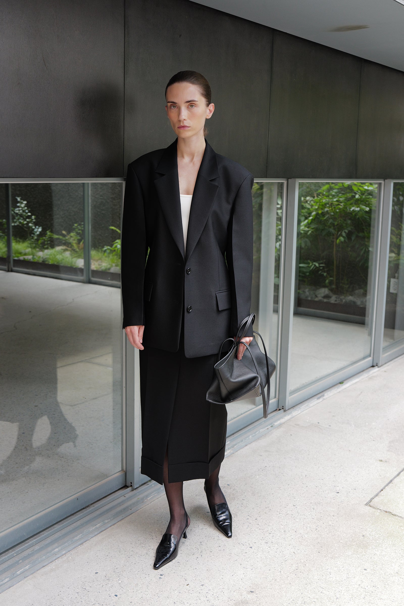 Wool Silk Blazer Black