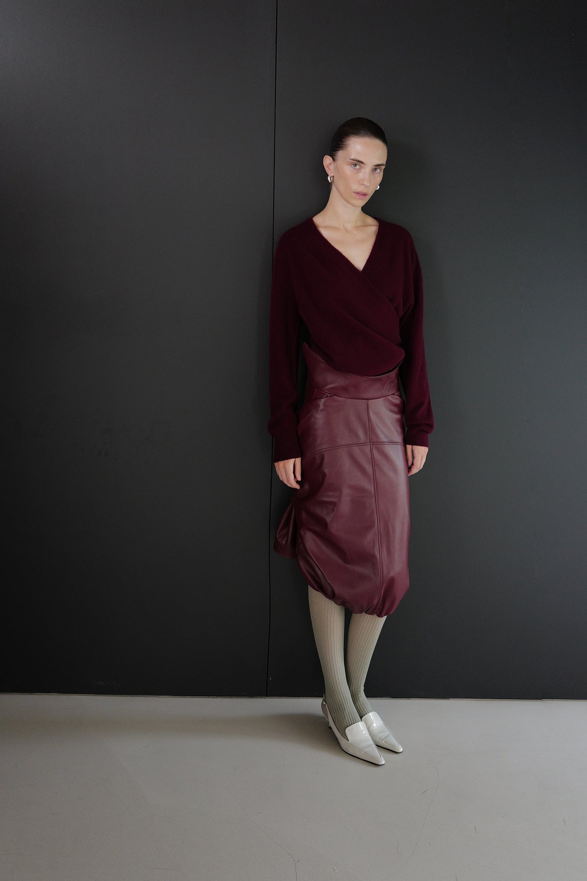 Cashmere 100 Wrap Knit Burgundy