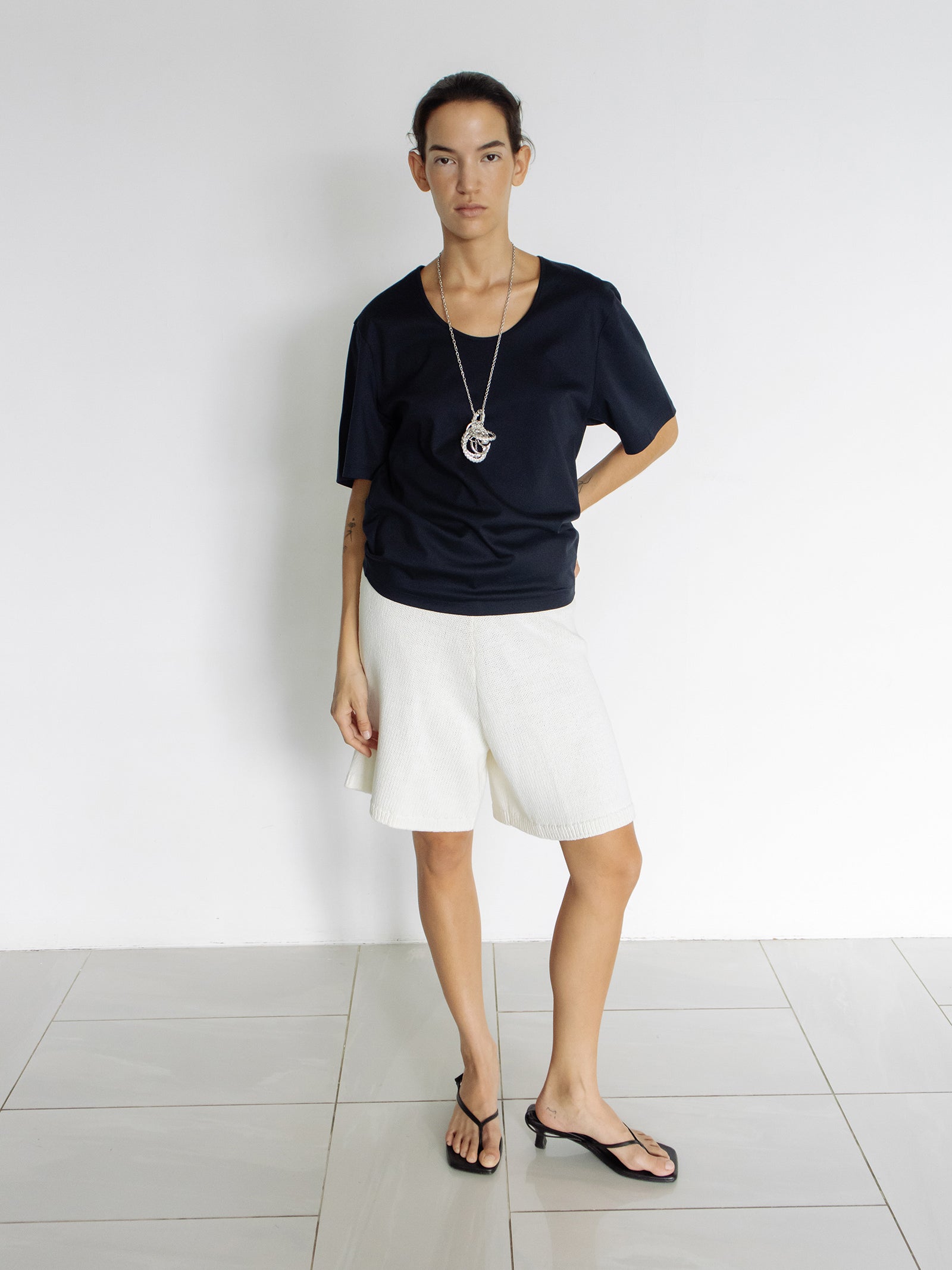 Cotton Knit Shorts Ivory