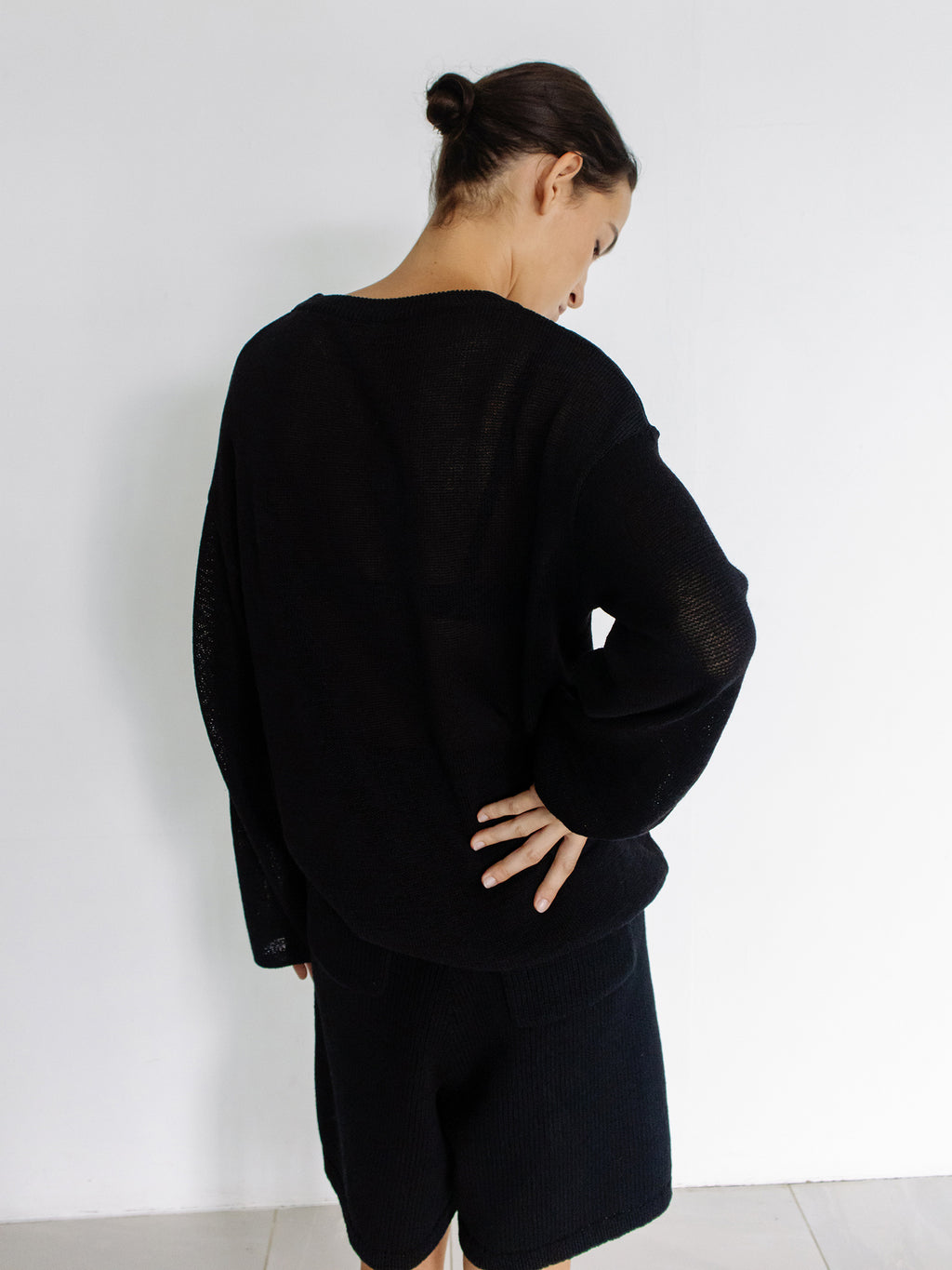 Cotton Knit Shorts Black