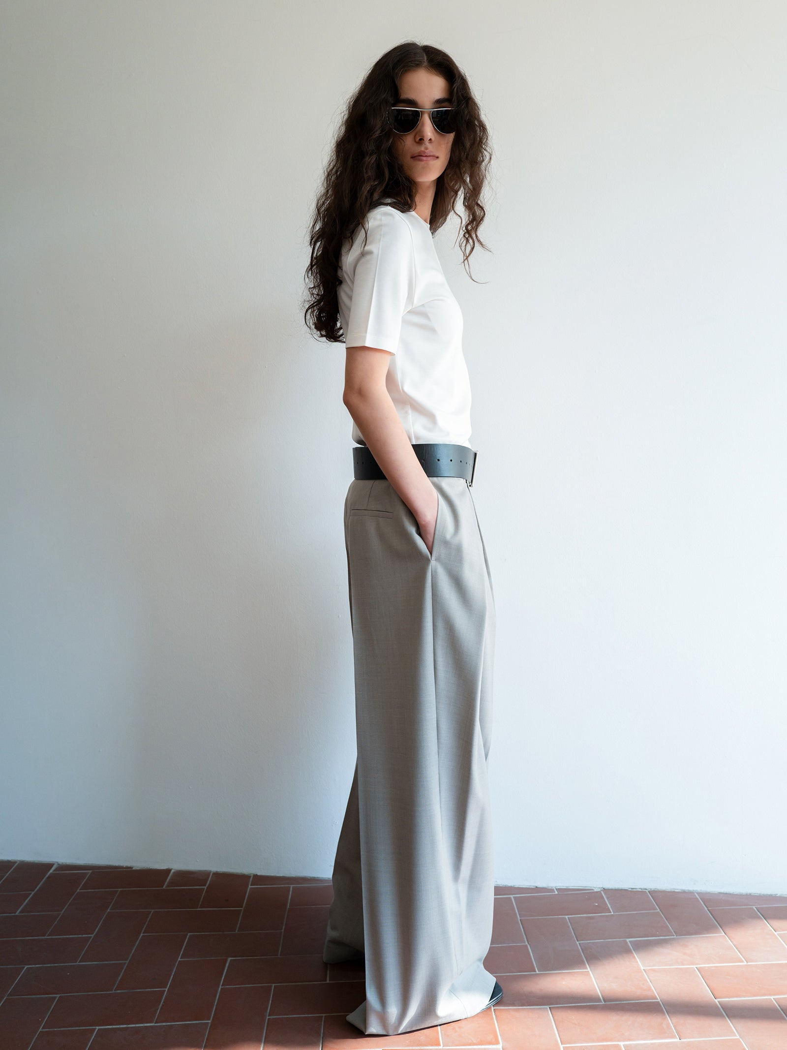 Clear Wool Trousers Gray