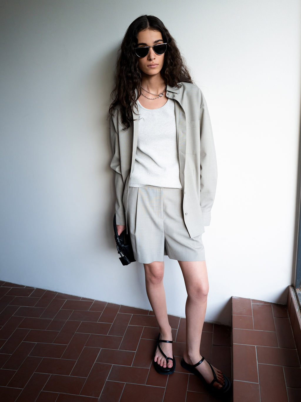 Clear Wool Shorts Gray