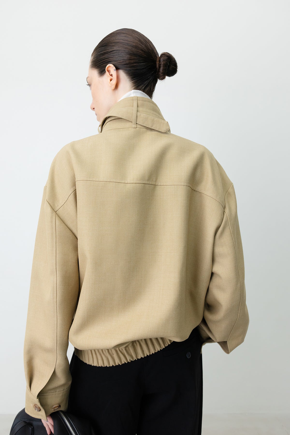 High-Neck Blouson Jumper Beige
